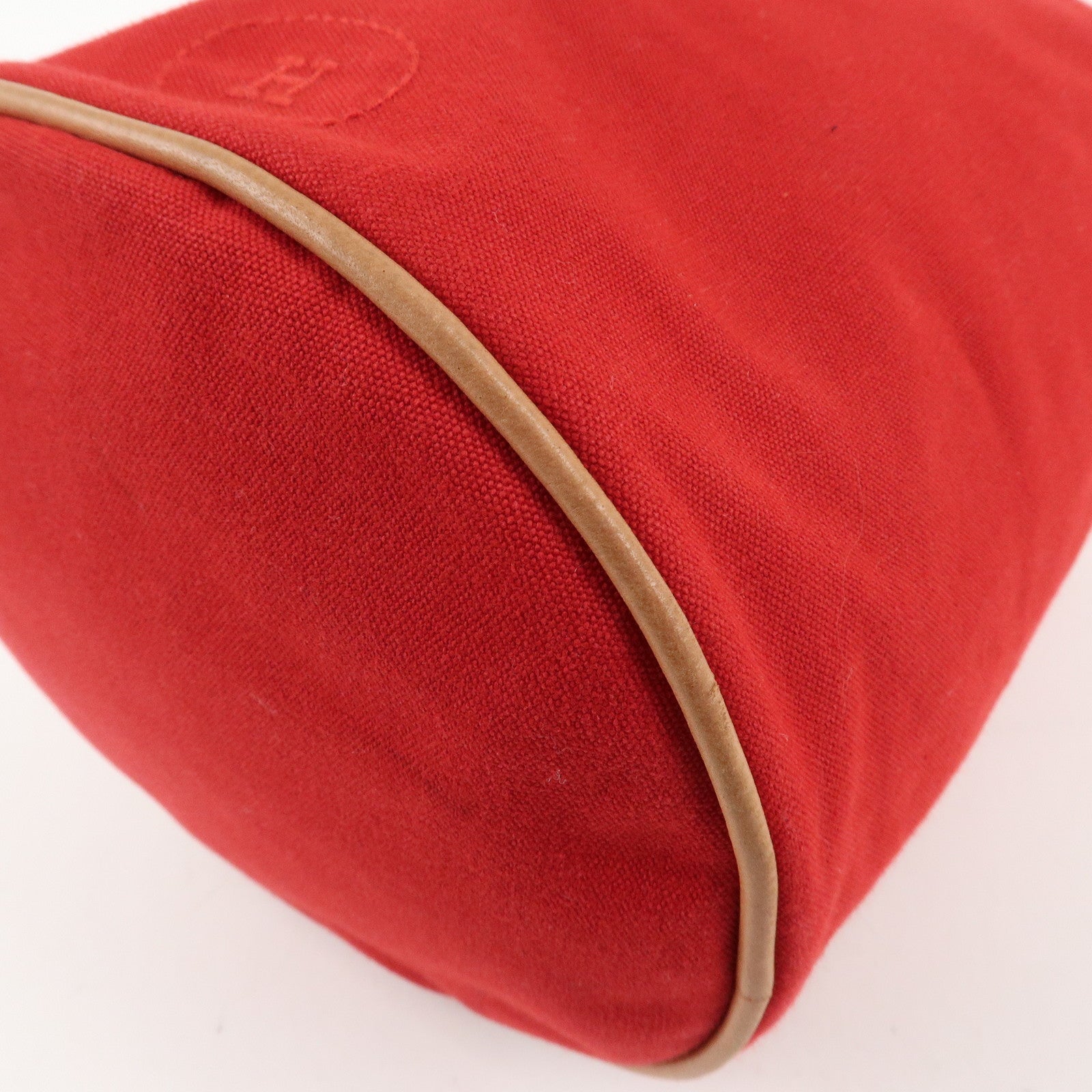 HERMES Canvas Leather Porochon Mimil PM Shoulder Bag Red Used