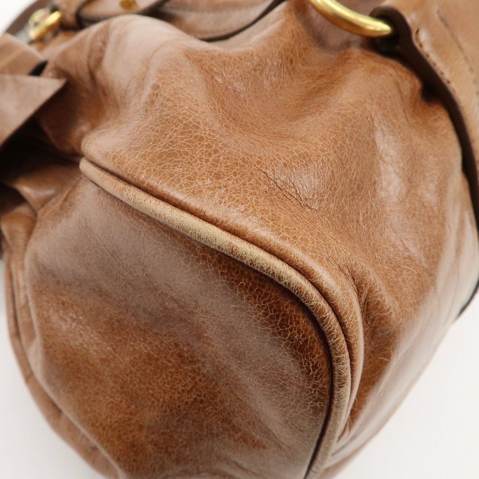MIU MIU Leather 2Way Bag Shoulder Bag Hand Bag Brown Used