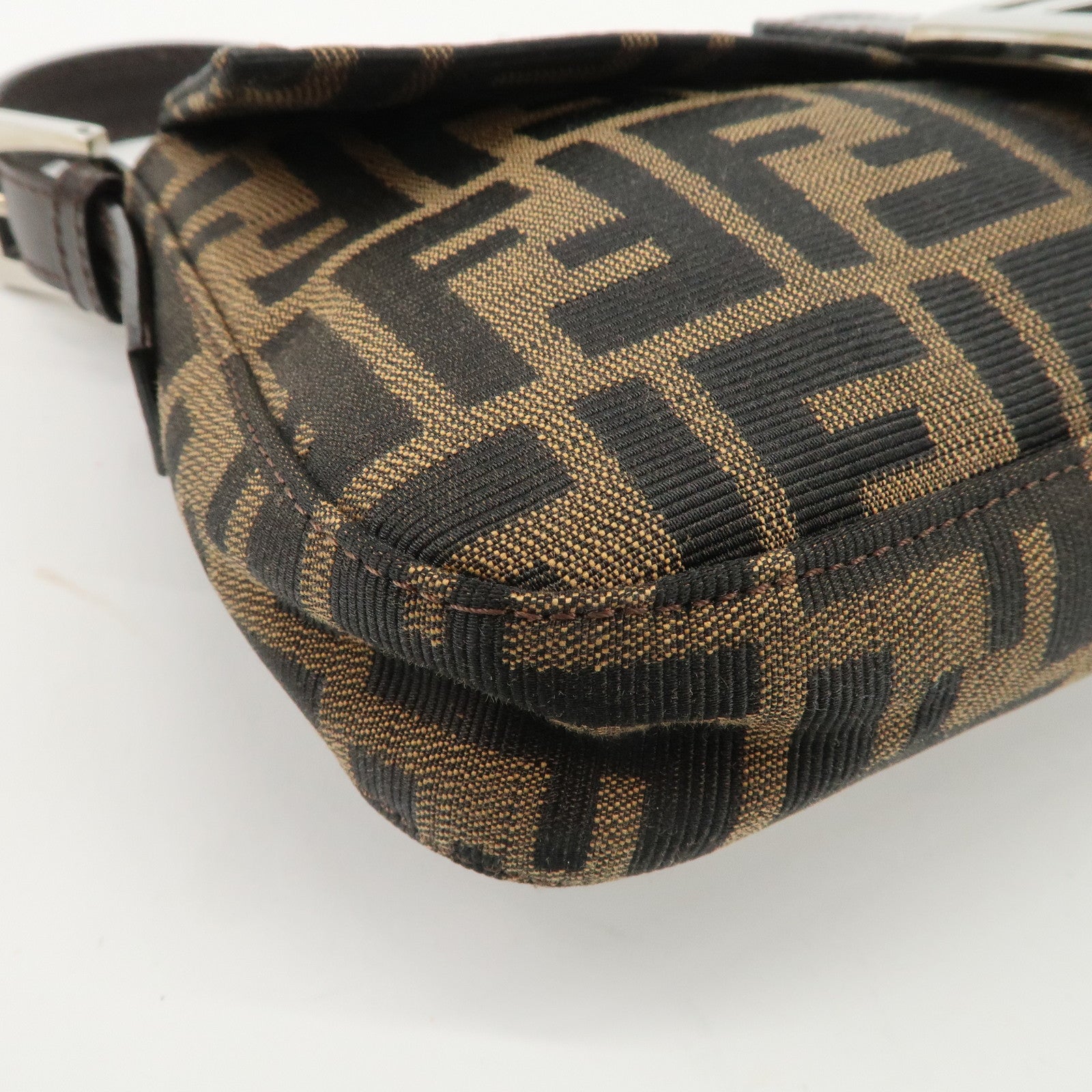 FENDI Mamma Baguette Zucca Canvas Leather Shoulder Bag 26424 Used