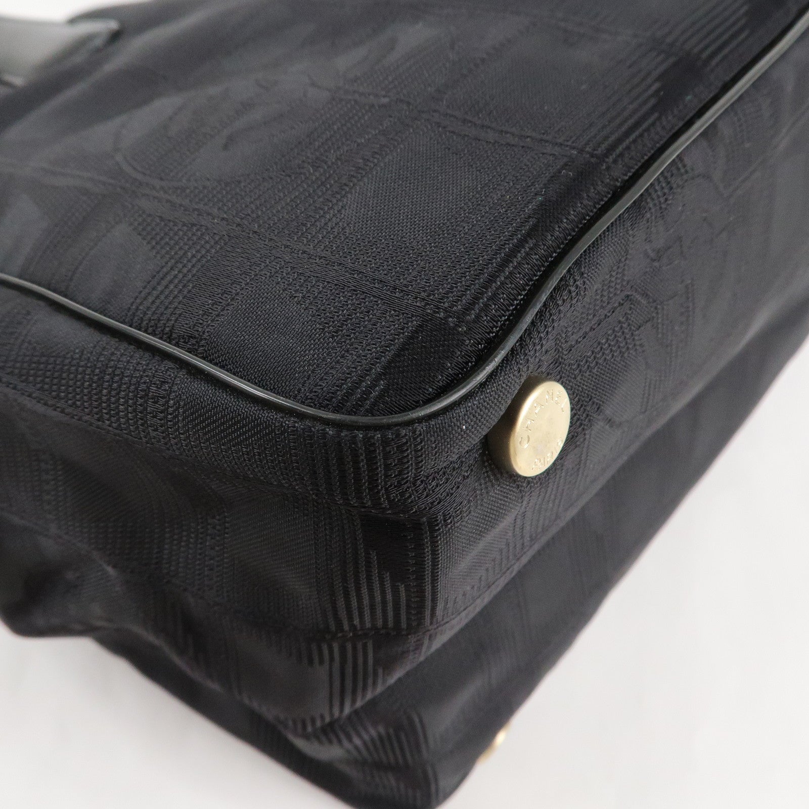 CHANEL New Travel Line Nylon Jacquard Leather Tote MM Black A15991 Used