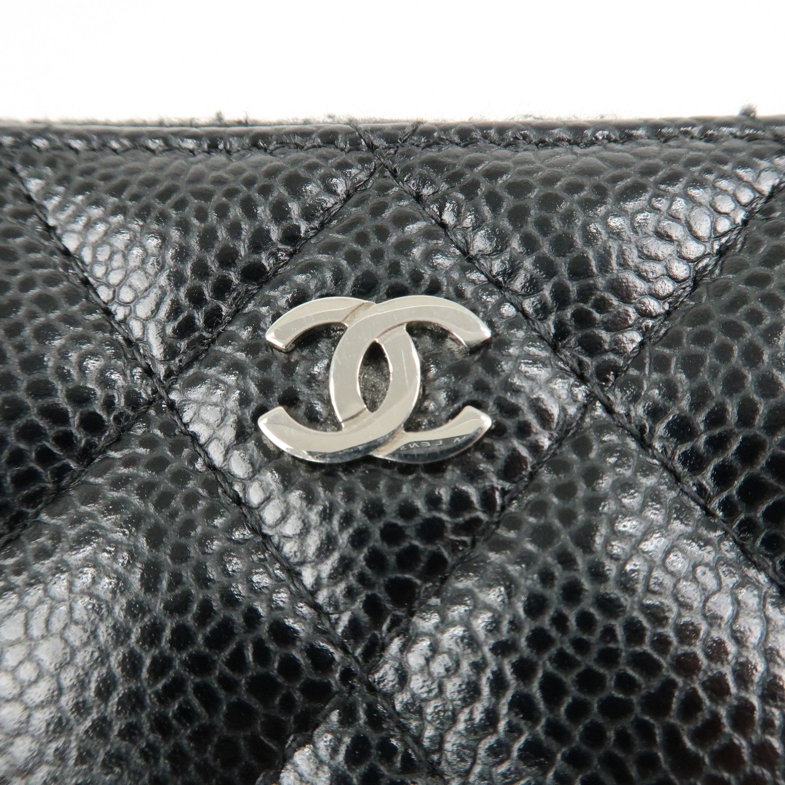 CHANEL Matelasse Caviar Skin Around Zipper Coin Case Black AP0216 Used