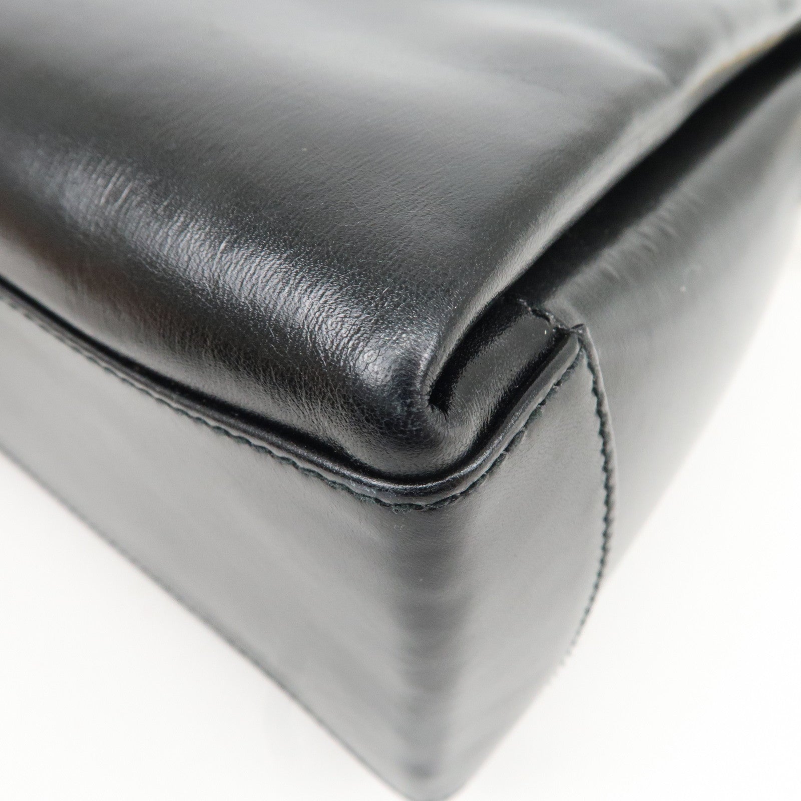 GUCCI Bamboo Leather Hand bag Shoulder Bag Black 000.1781.0175 Used