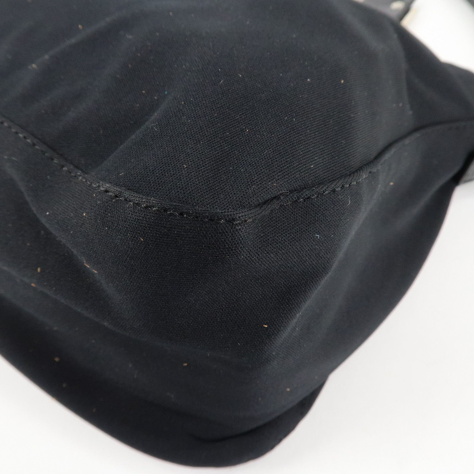 FENDI Mamma Baguette Nylon Jersey Leather Shoulder Bag Black Used