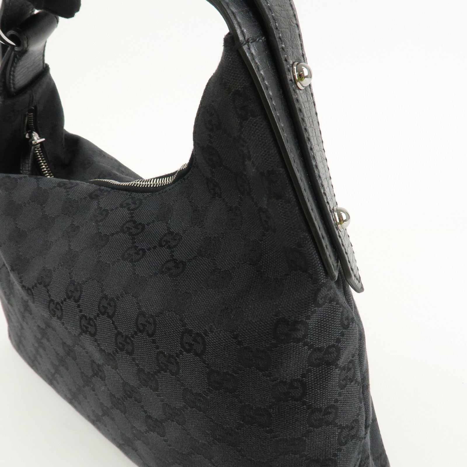 GUCCI Horsebit GG Canvas Leather Shoulder Bag 115867 Used