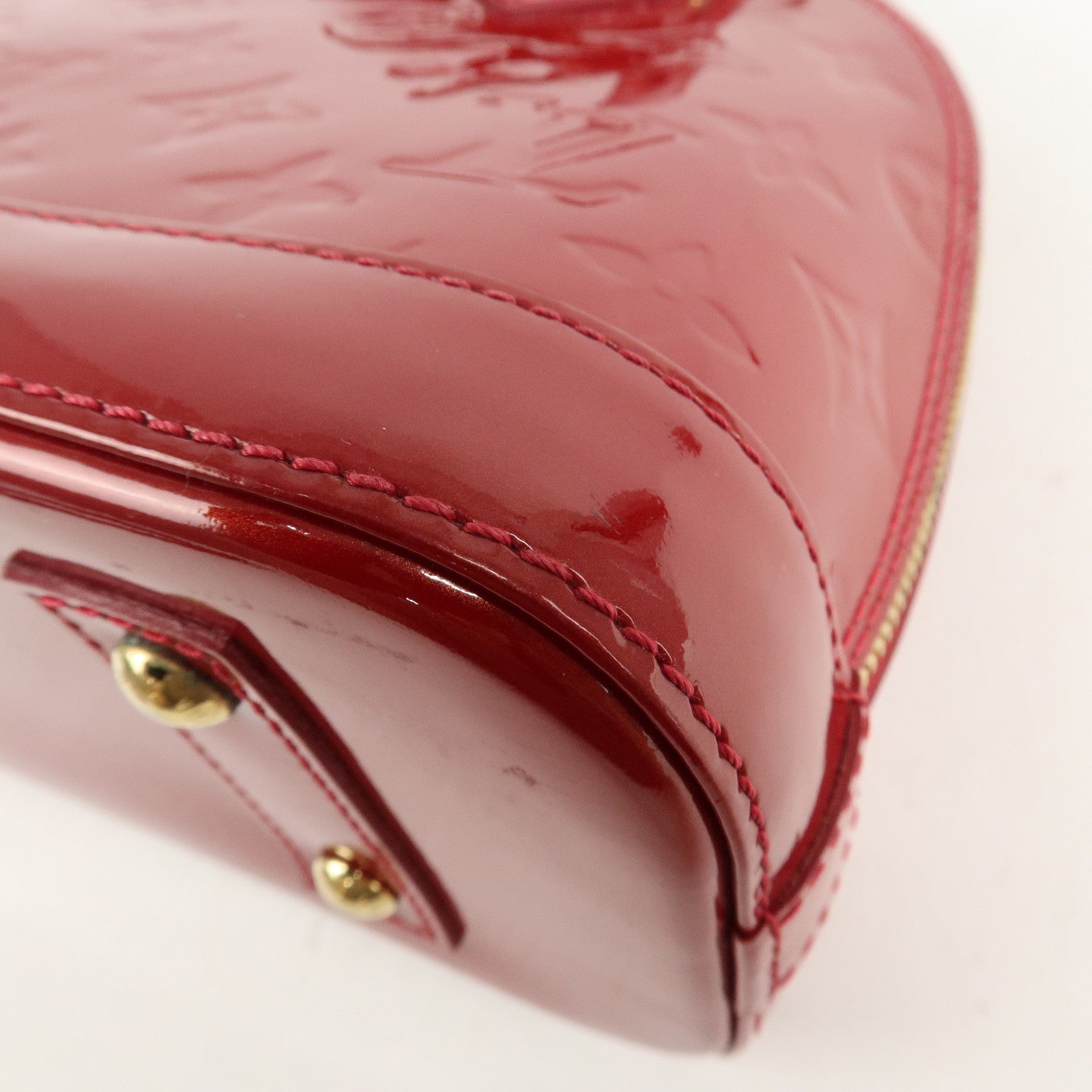 Louis Vuitton Monogram Vernis Alma BB 2Way Bag Red M91606 Used