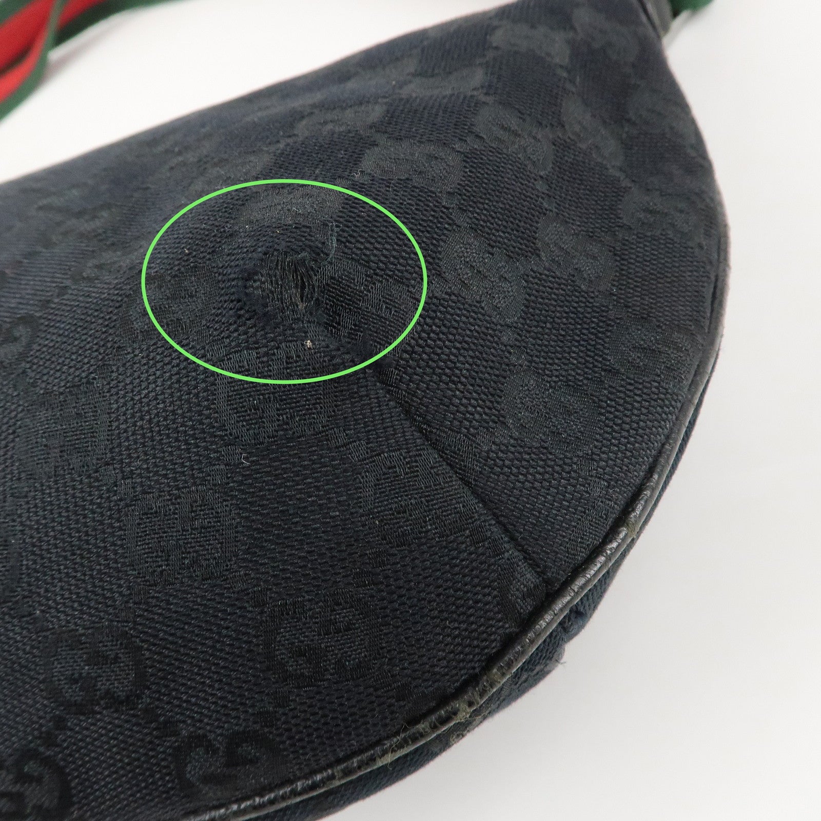 GUCCI Sherry GG Canvas Leather Shoulder Bag Black 181092 Used