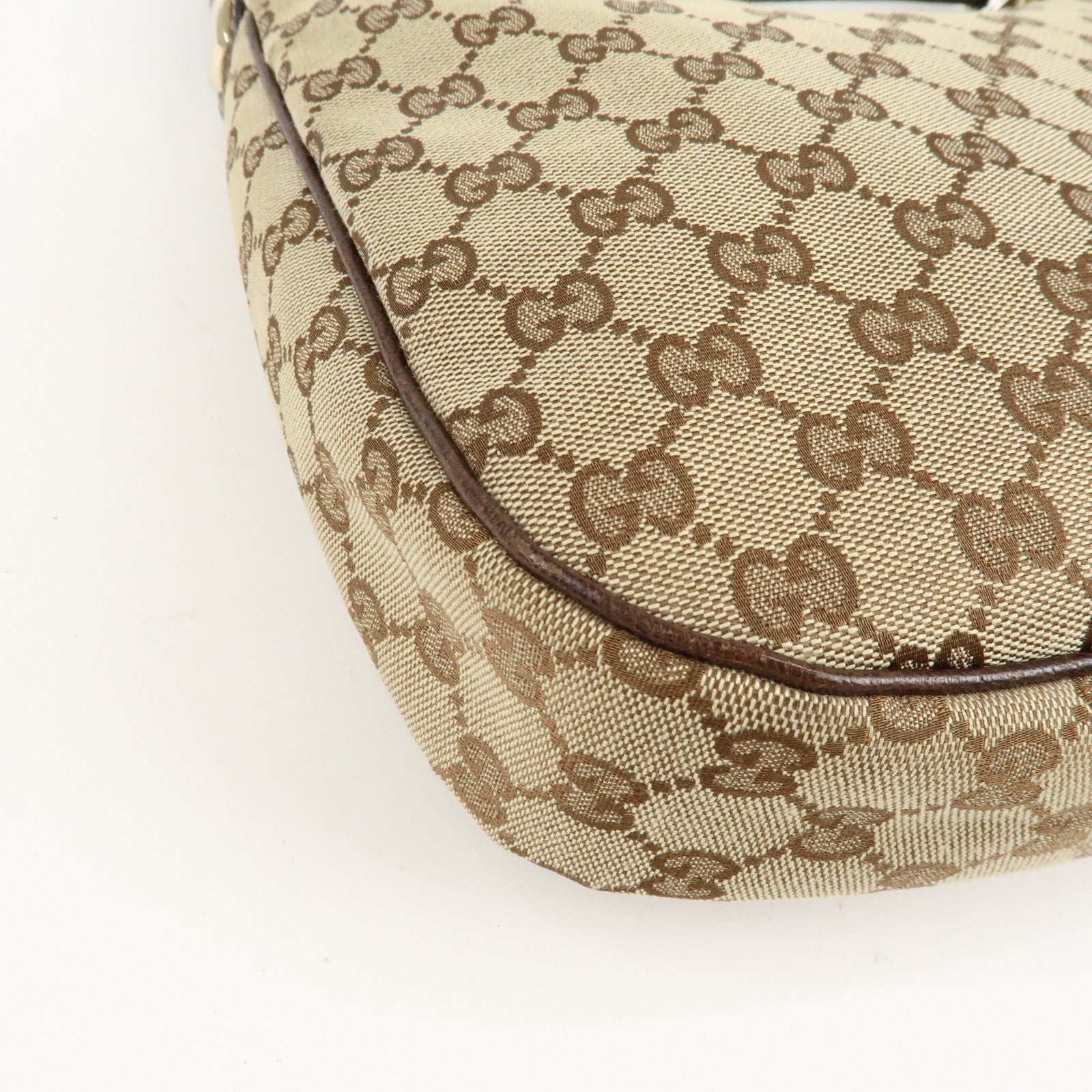 GUCCO GG canvas leather shoulder bag Beige Brown 153010 Used