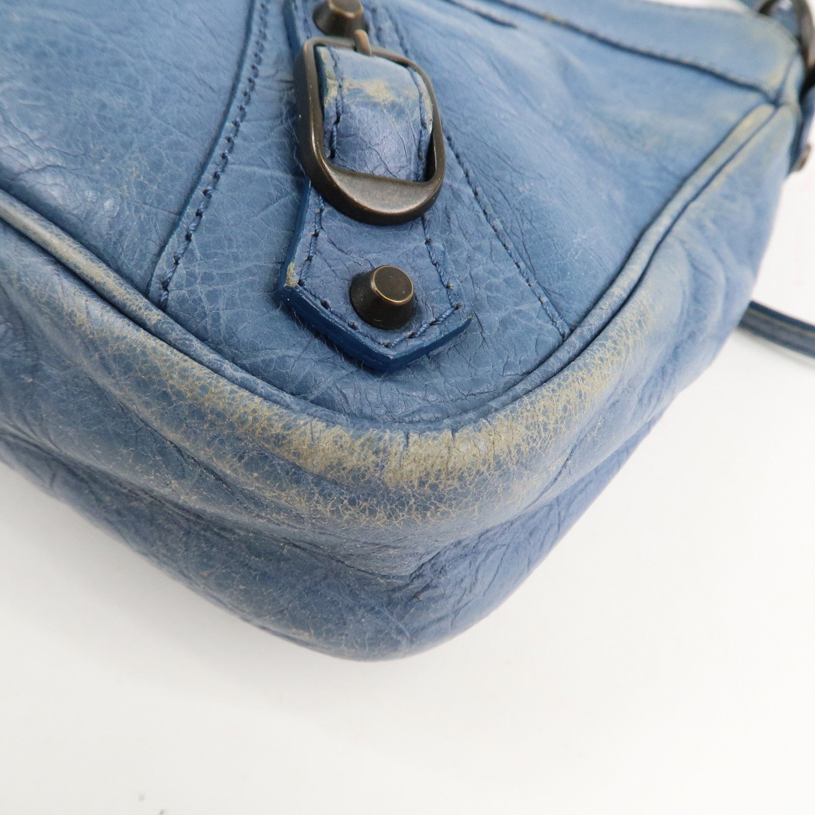 BALENCIAGA The Hip Leather Shoulder Bag Hand Bag Blue 242803 Used