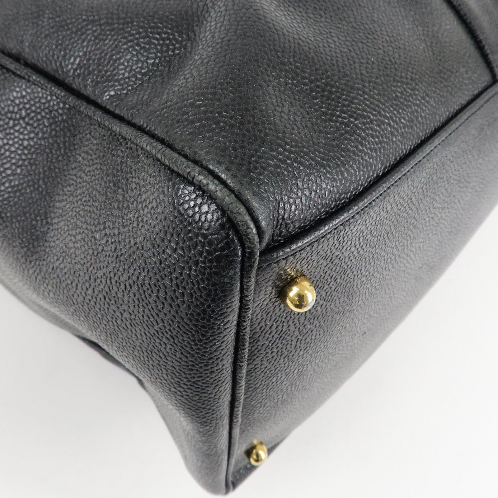 CHANEL Caviar Skin Large COCO 2Way Boston Bag Black Used