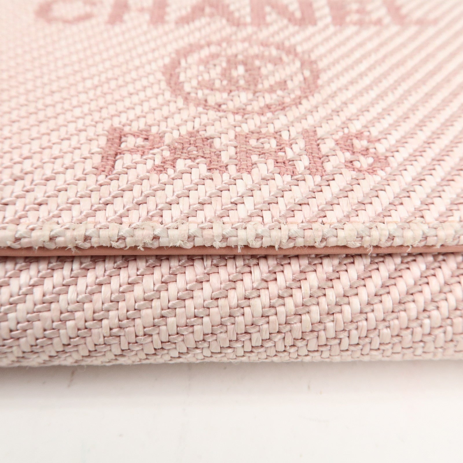 CHANEL Deauville Canvas Bi-fold Long Wallet Pink A80056 Used