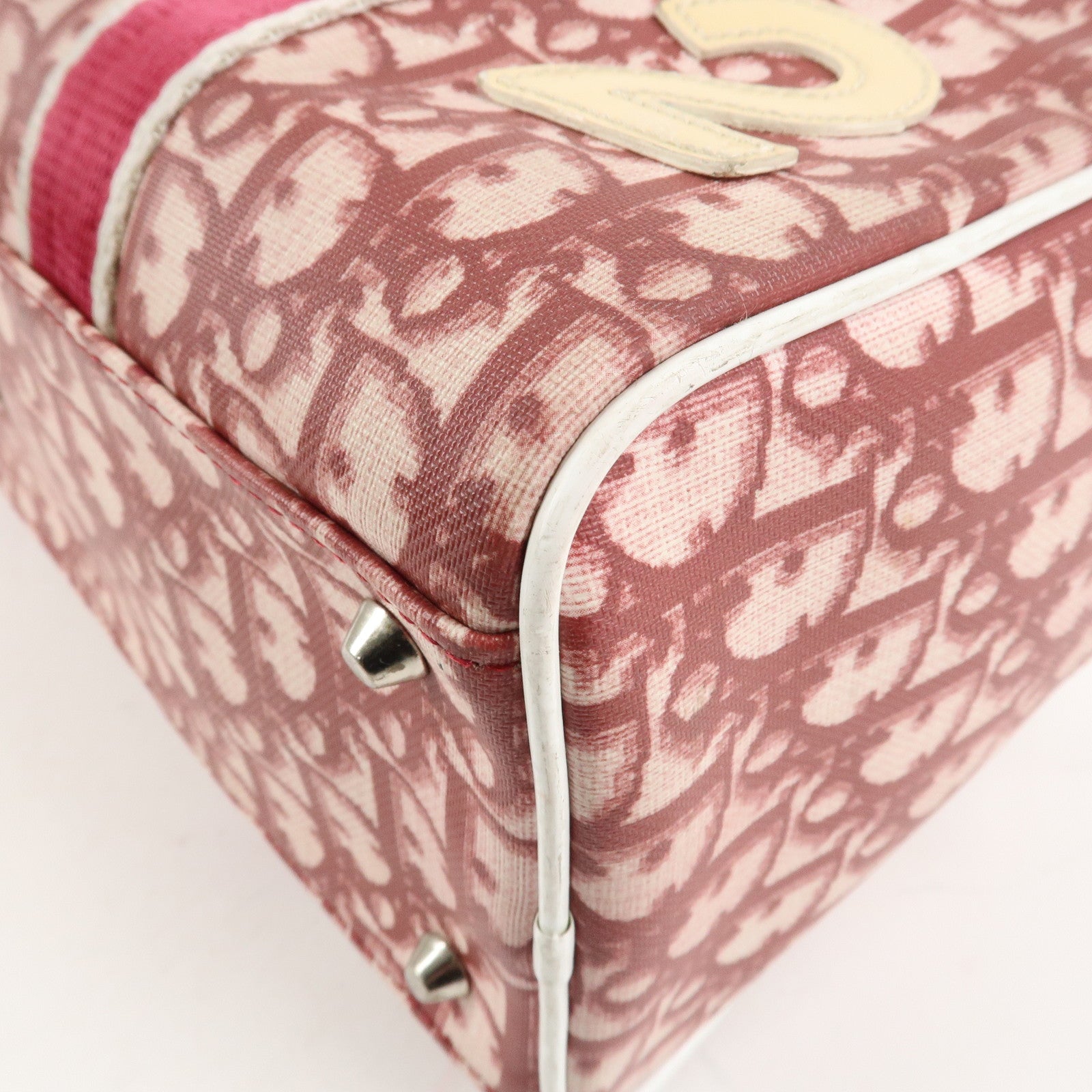 Christian Dior Trotter No.2 PVC Patent Leather Boston Bag Red Used