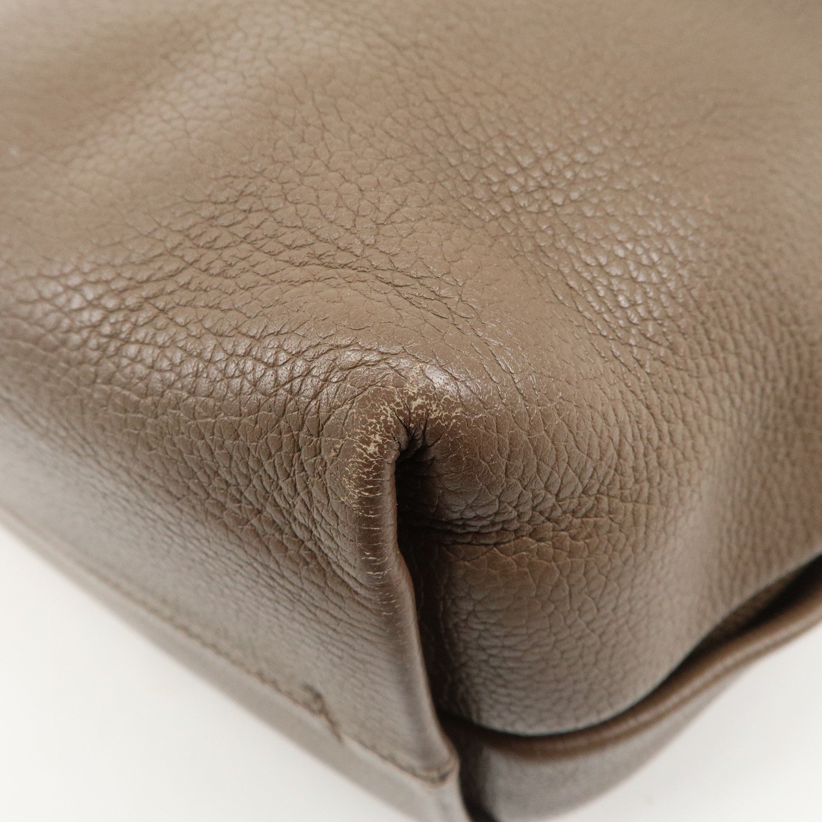 LOEWE Anagram Leather Dunas Shoulder Bag Brown Used