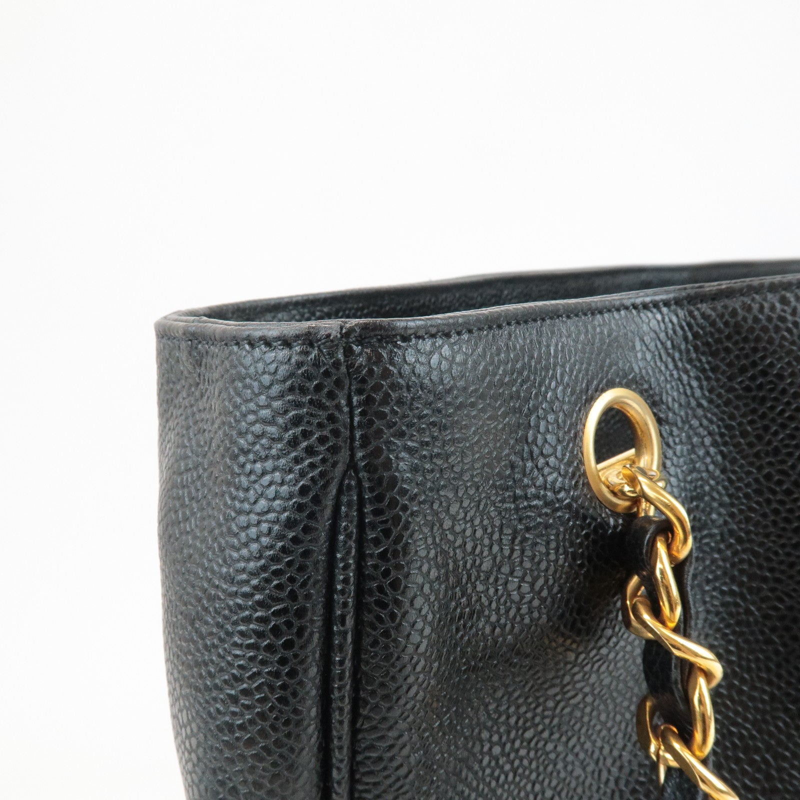 CHANEL COCO Mark Caviar Skin Chain Shoulder Bag Gold Hardware Used