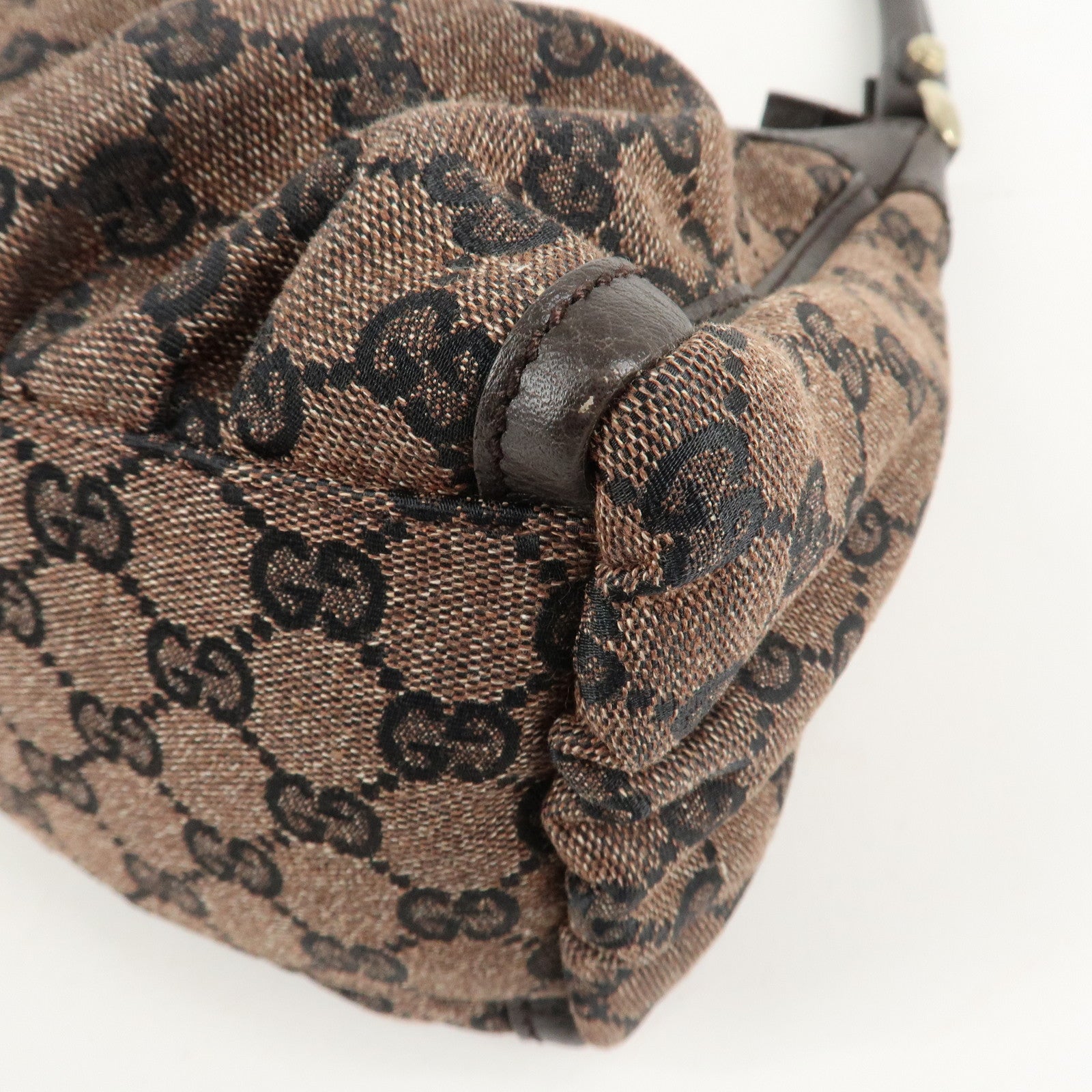 GUCCI Abbey GG Canvas Leather Shoulder Bag Black 265692 Used