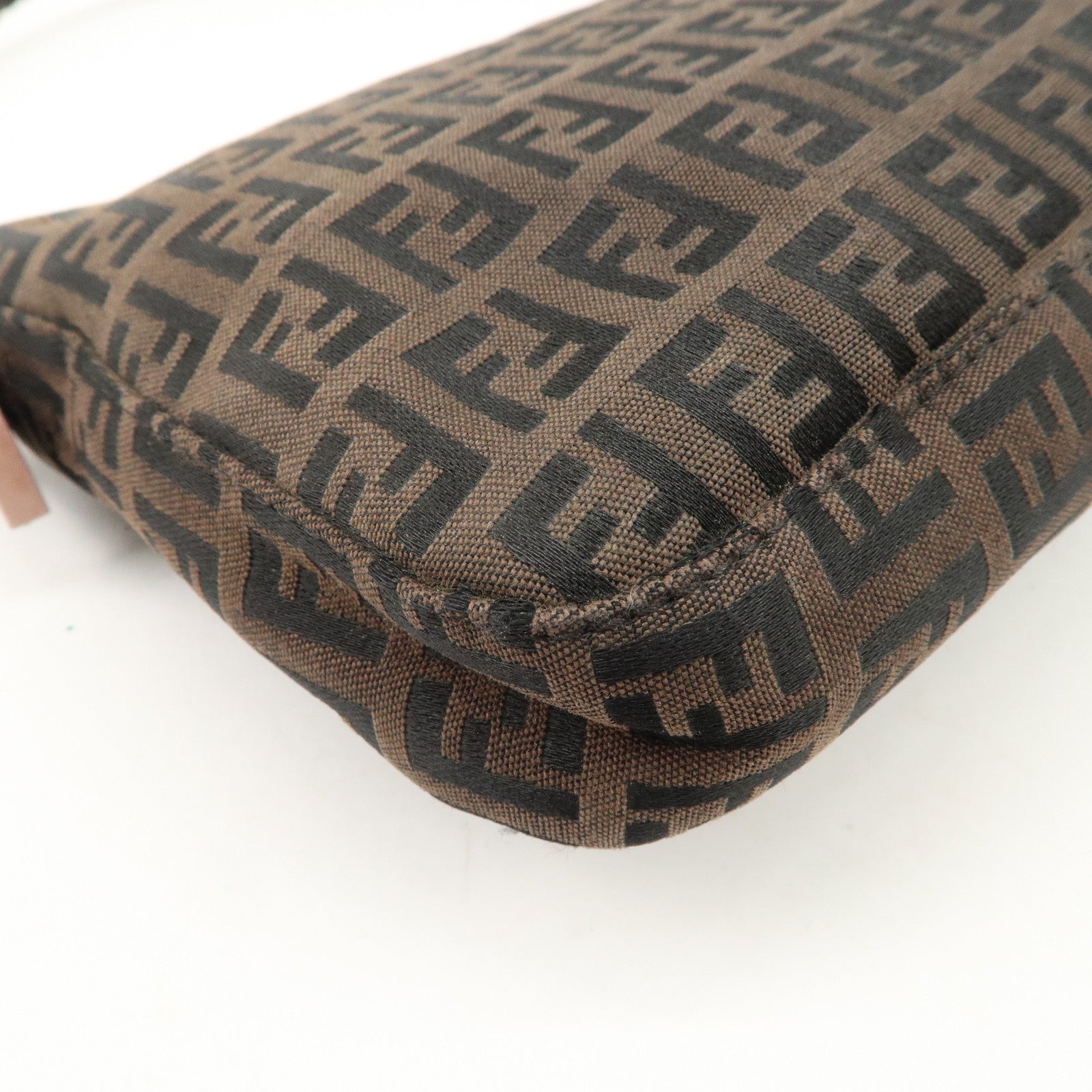 FENDI Mamma Baguette Canvas Shoulder Bag Brown Black 26424 Used