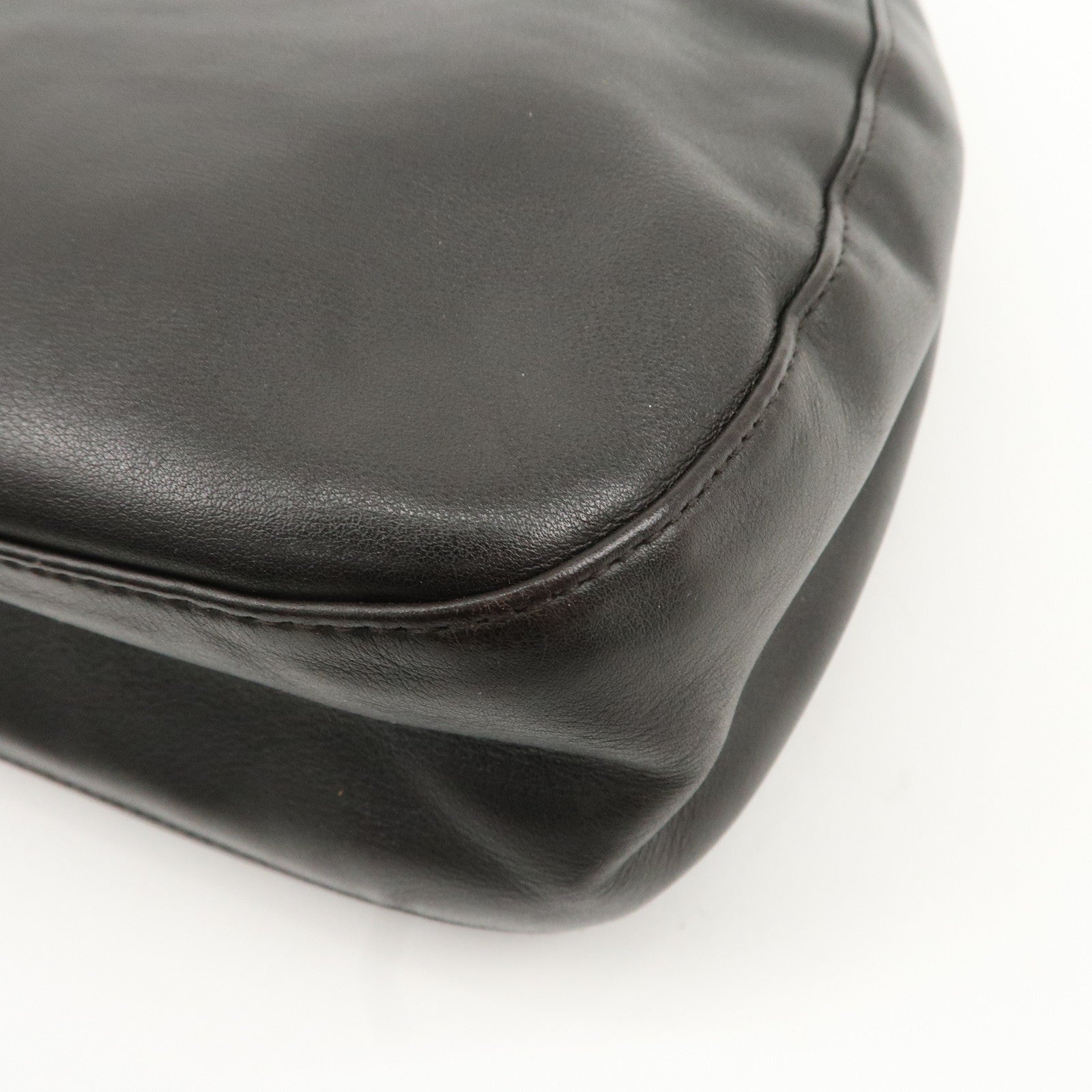 Christian Dior Maris Pearl Leather Shoulder Bag Dark Brown Used