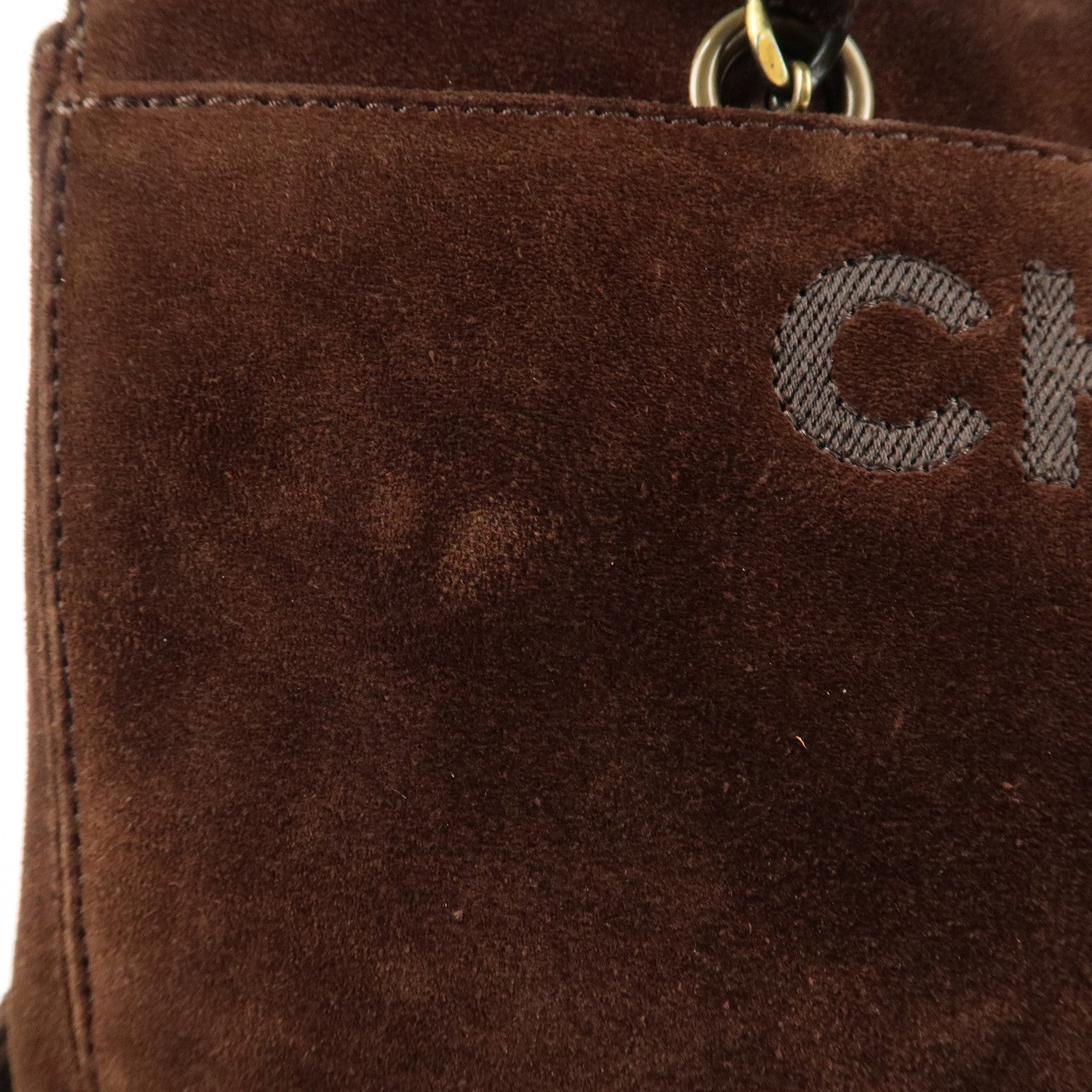 CHANEL Suede Chain Hand Bag Shoulder Bag Tote Bag Brown Used
