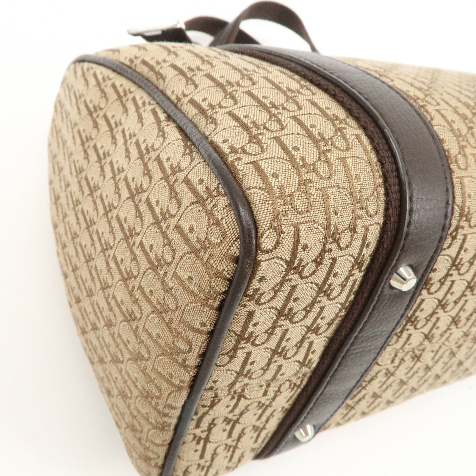 Christian Dior Trotter Canvas Leather Mini Boston Bag Beige Used