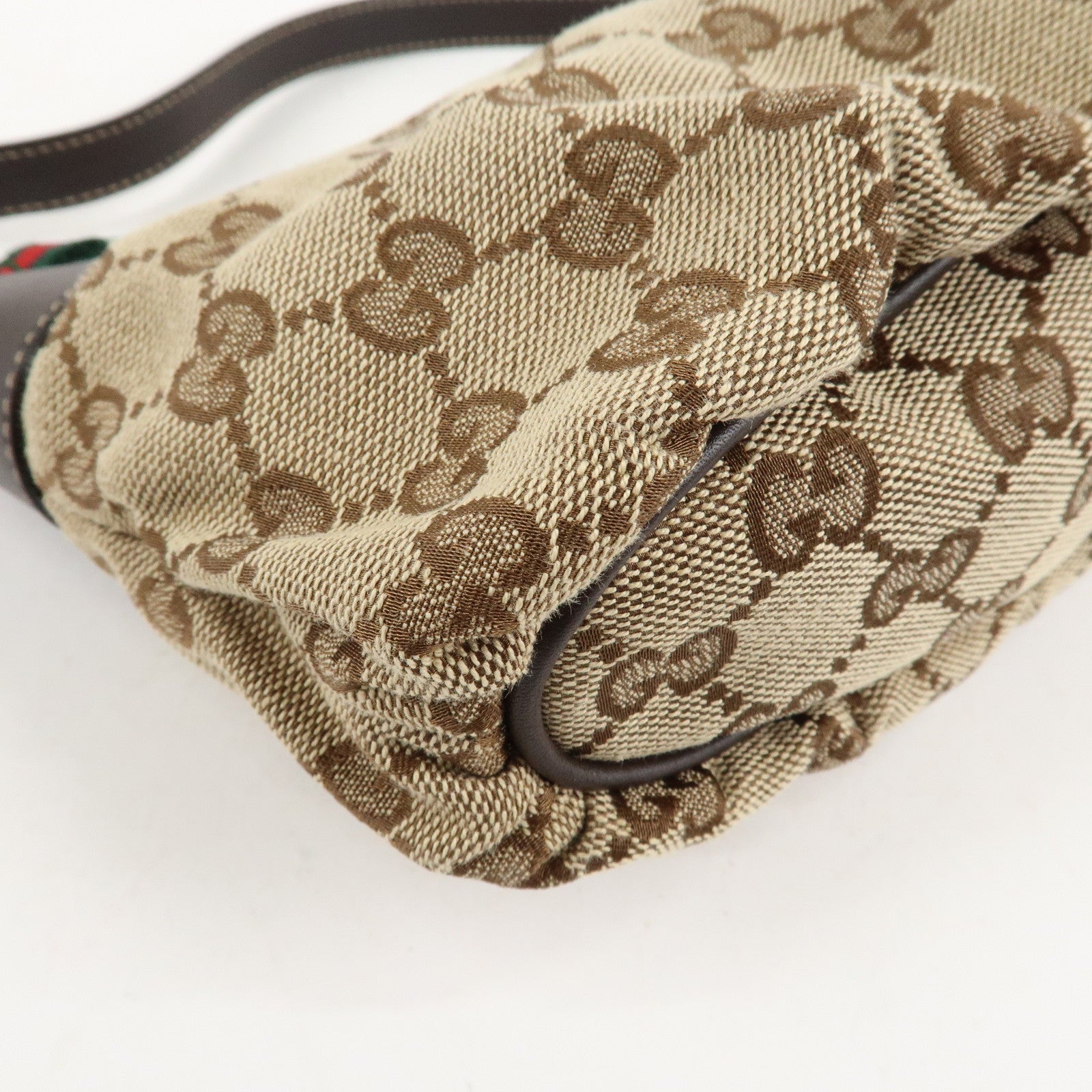 GUCCI Sherry GG Canvas Leather Shoulder Bag Beige Brown 224093 Used