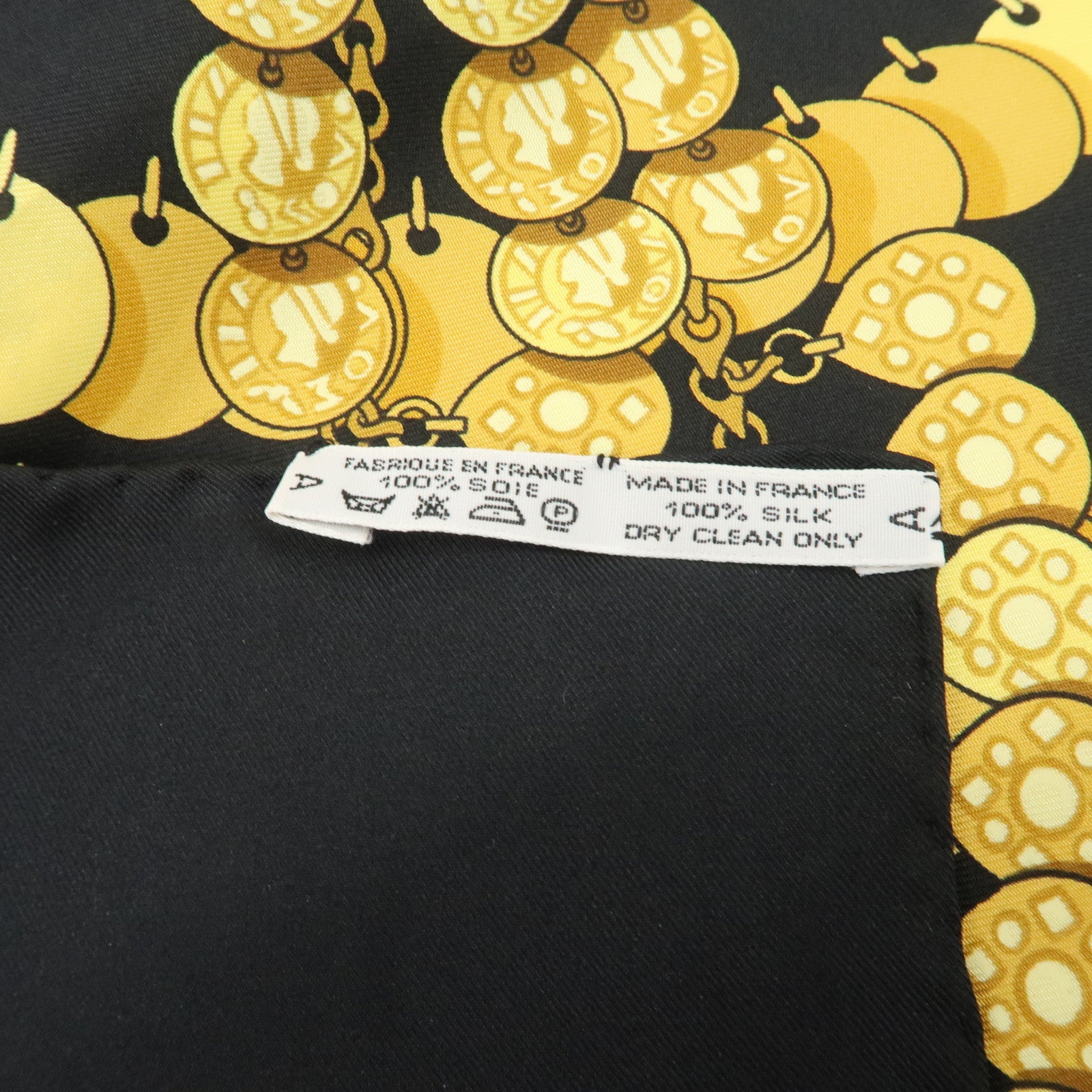 HERMES Silk 100% Carre 90 KOSMIMA Universe Black Gold Used