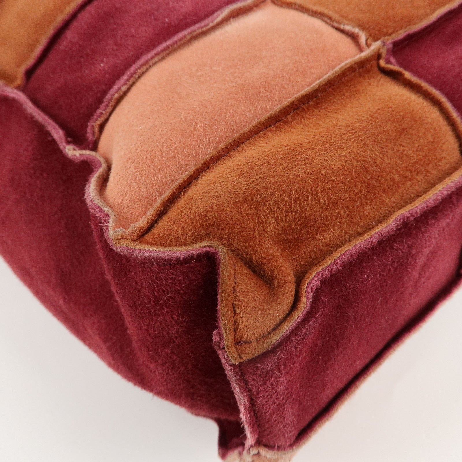 CHANEL Suede Patchwork Shoulder Bag Beige Brown Wine Red Used