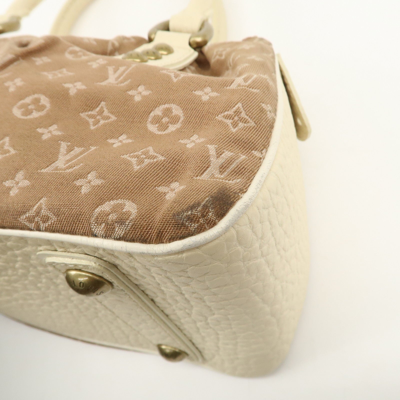 Louis Vuitton Monogram Mini Lin Trapeze PM Hand Bag Caramel M40059 Used