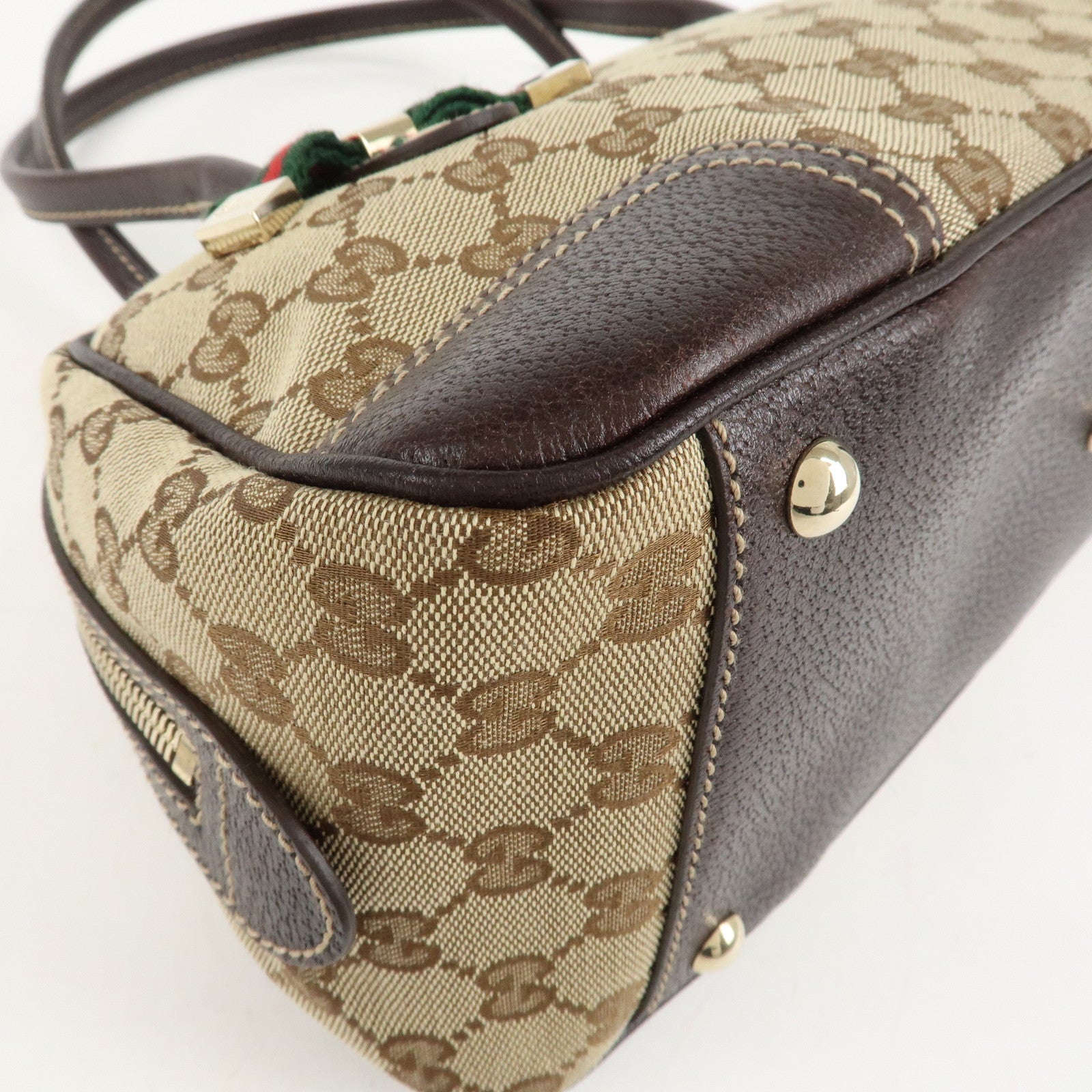 GUCCI Princy Sherry GG Canvas Leather Shoulder Bag Hand Bag 161720 Used