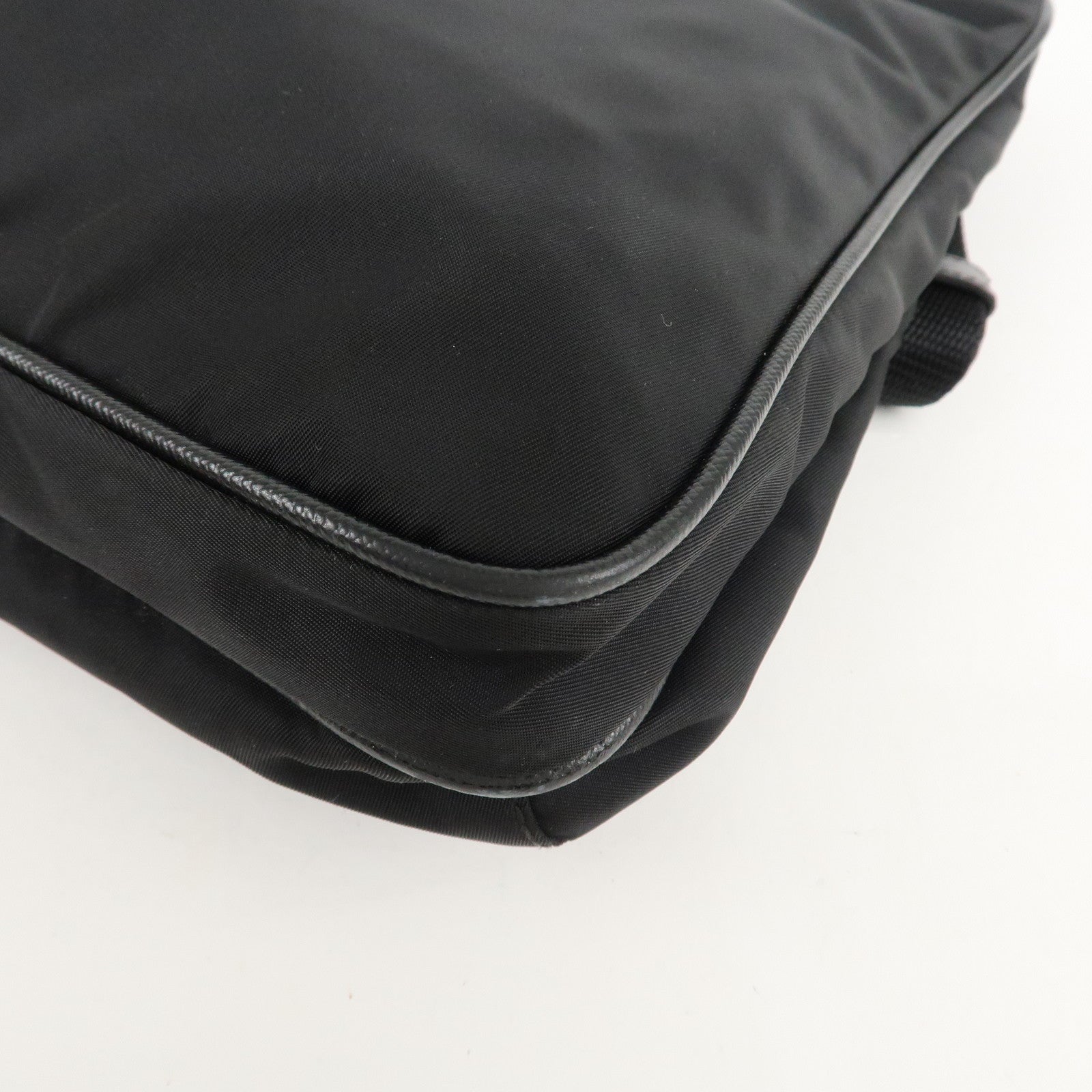 PRADA Logo Nylon Leather Shoulder Bag Crossbody Bag Black Used