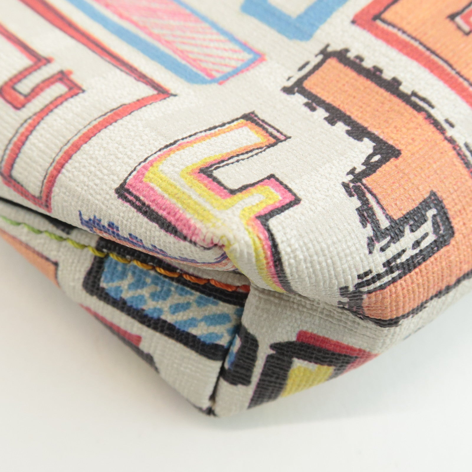 FENDI Zucca Print PVC Chain Accessory Pouch Multicolor 8BR592 Used