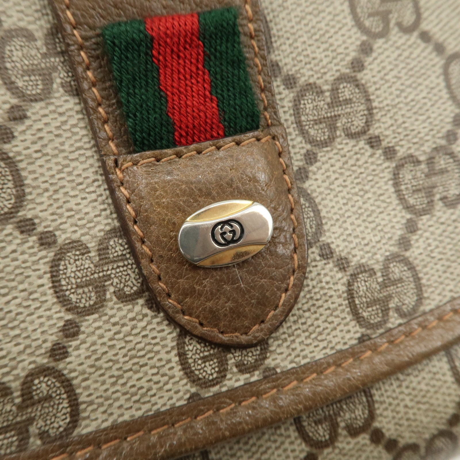 GUCCI Old Gucci Sherry GG Plus Leather Clutch Bag 89.01.030 Used