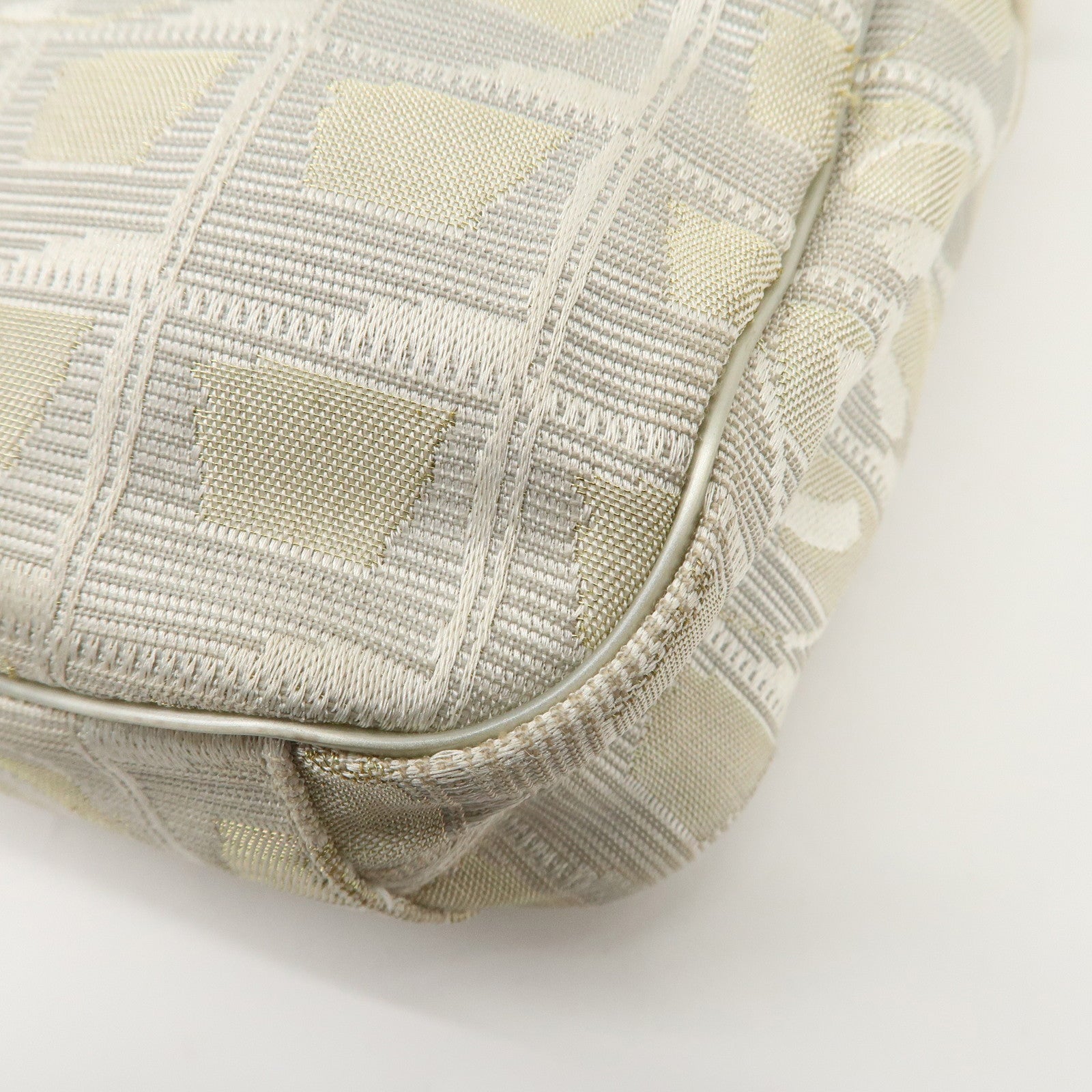 CHANEL New Travel Line Nylon Jacquard Leather Shoulder Bag Used