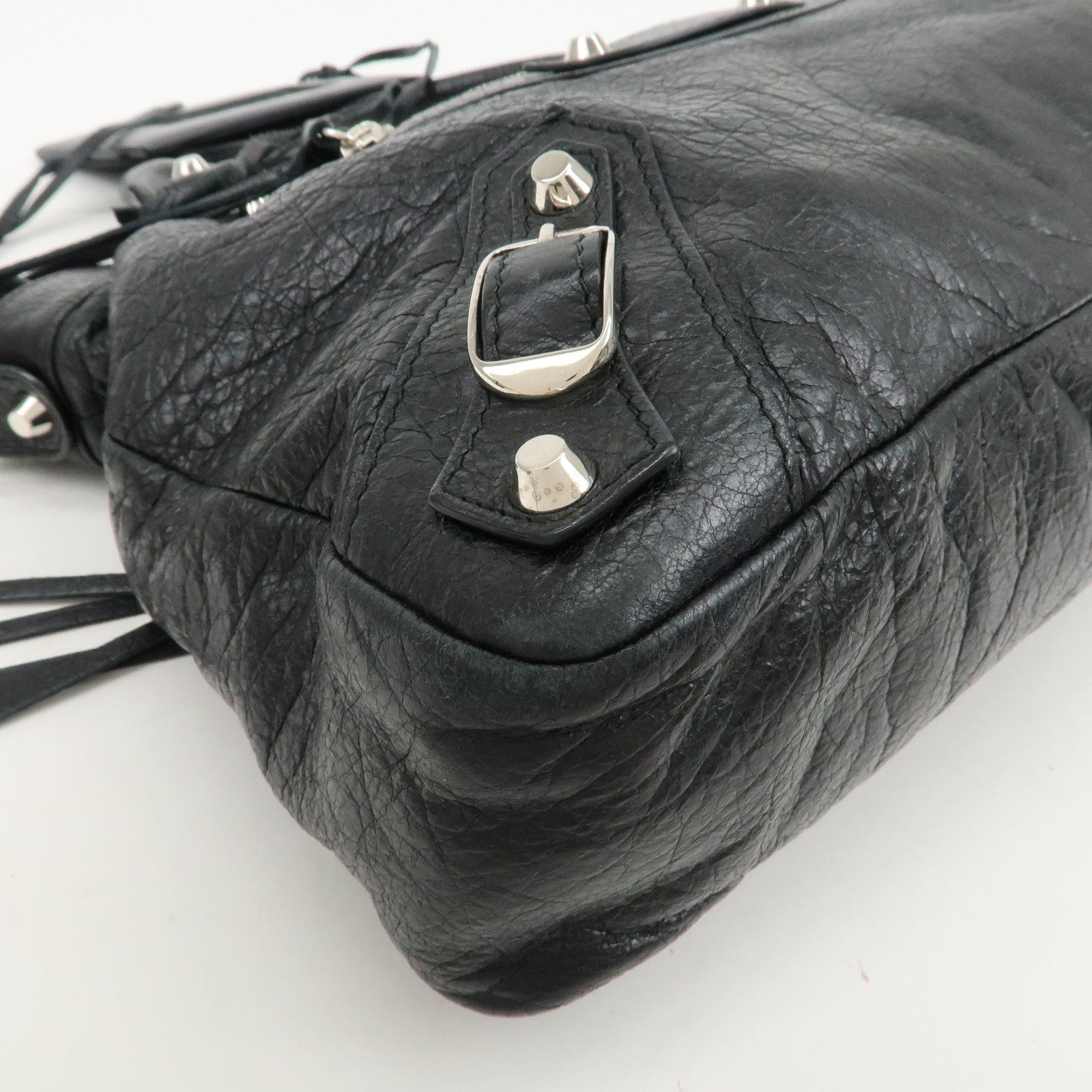 BALENCIAGA The Town Leather 2way Bag Hand Bag Black 240579 Used