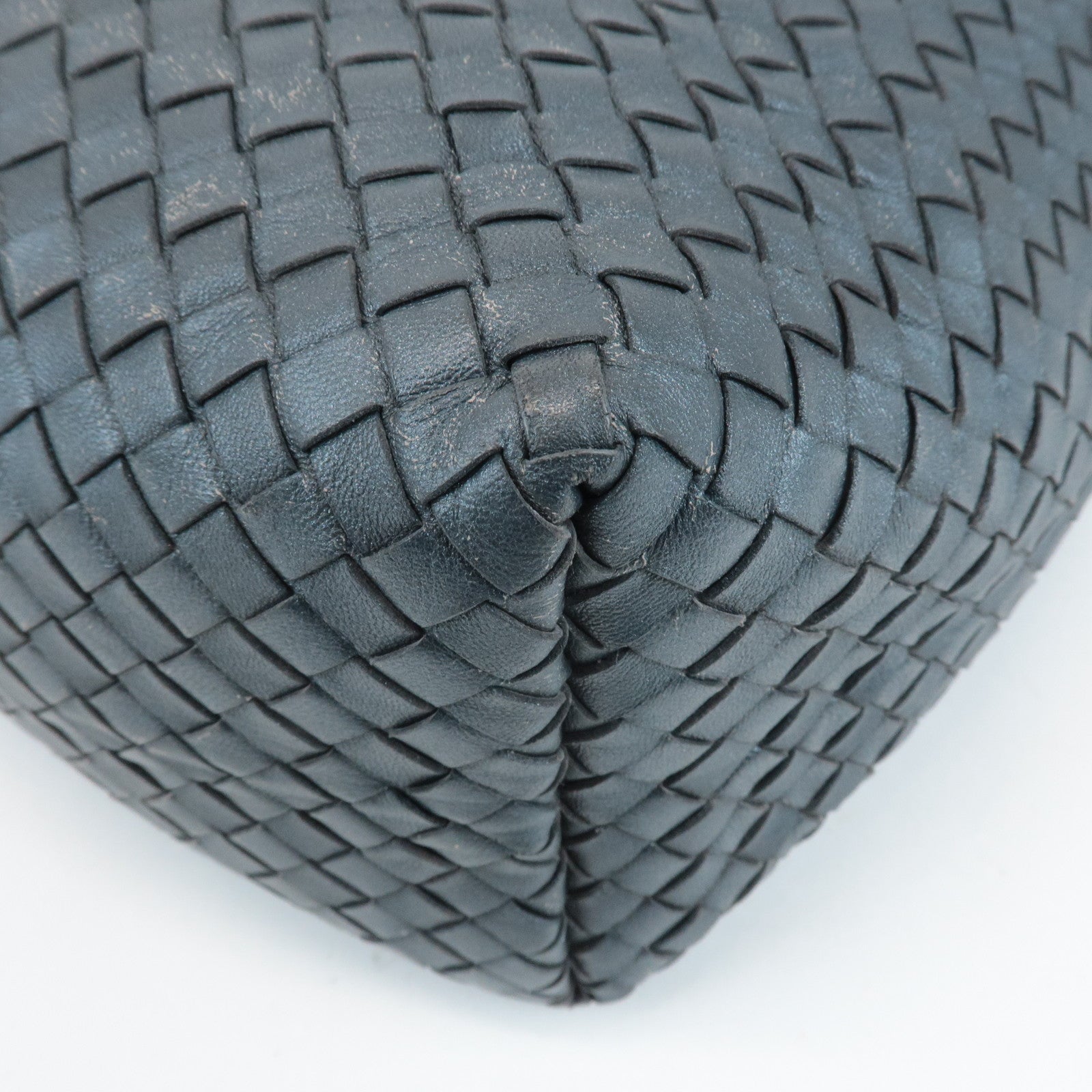 BOTTEGA VENETA Intrecciato Leather Shoulder Bag Gray 181347 Used