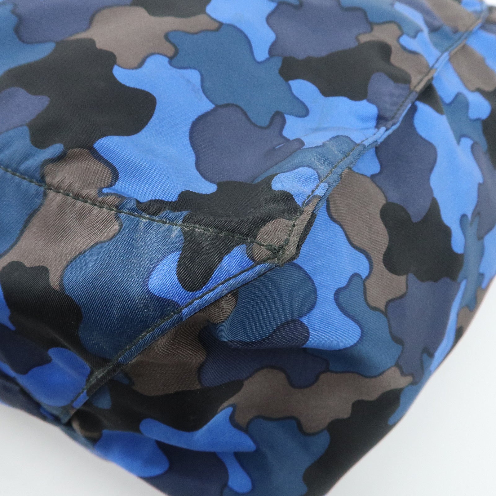 PRADA Logo Camouflage Nylon Leather 2Way Tote Shoulder Bag Used