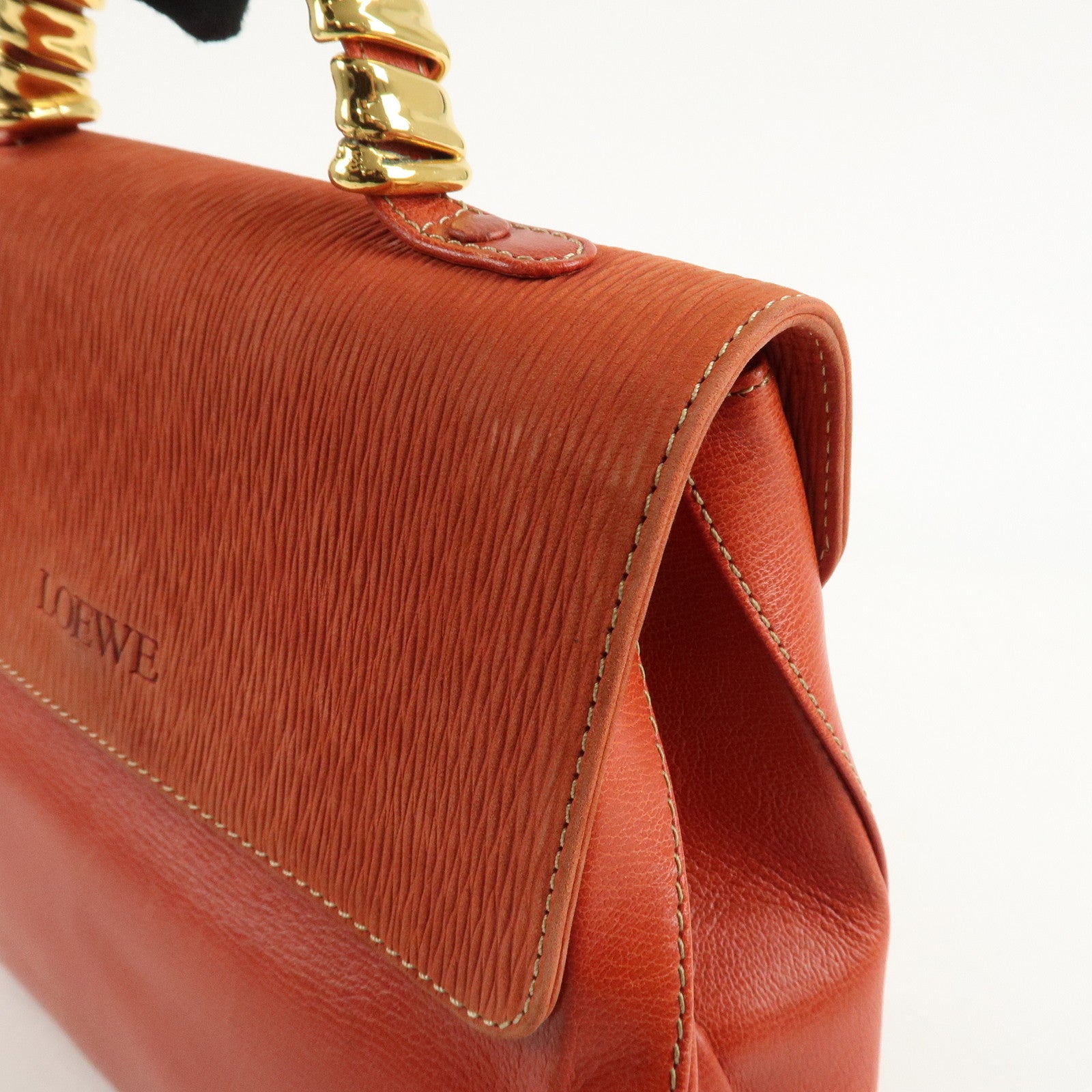 LOEWE Velazquez Suede Leather 2Way Bag Hand Bag Orange Used
