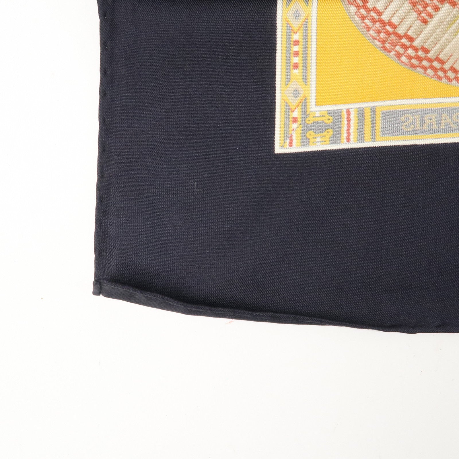 HERMES Silk 100% Carre 90 Scarf Au Son du Tam Tam Black Beige Used