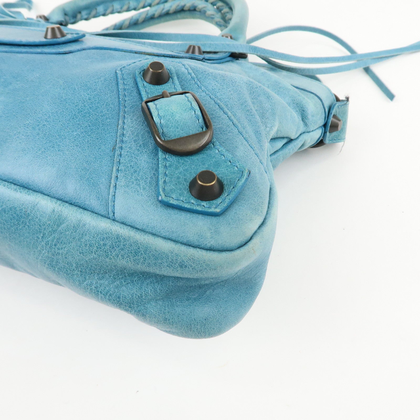 BALENCIAGA The First Leather 2Way Shoulder Bag Hand Bag Blue Used