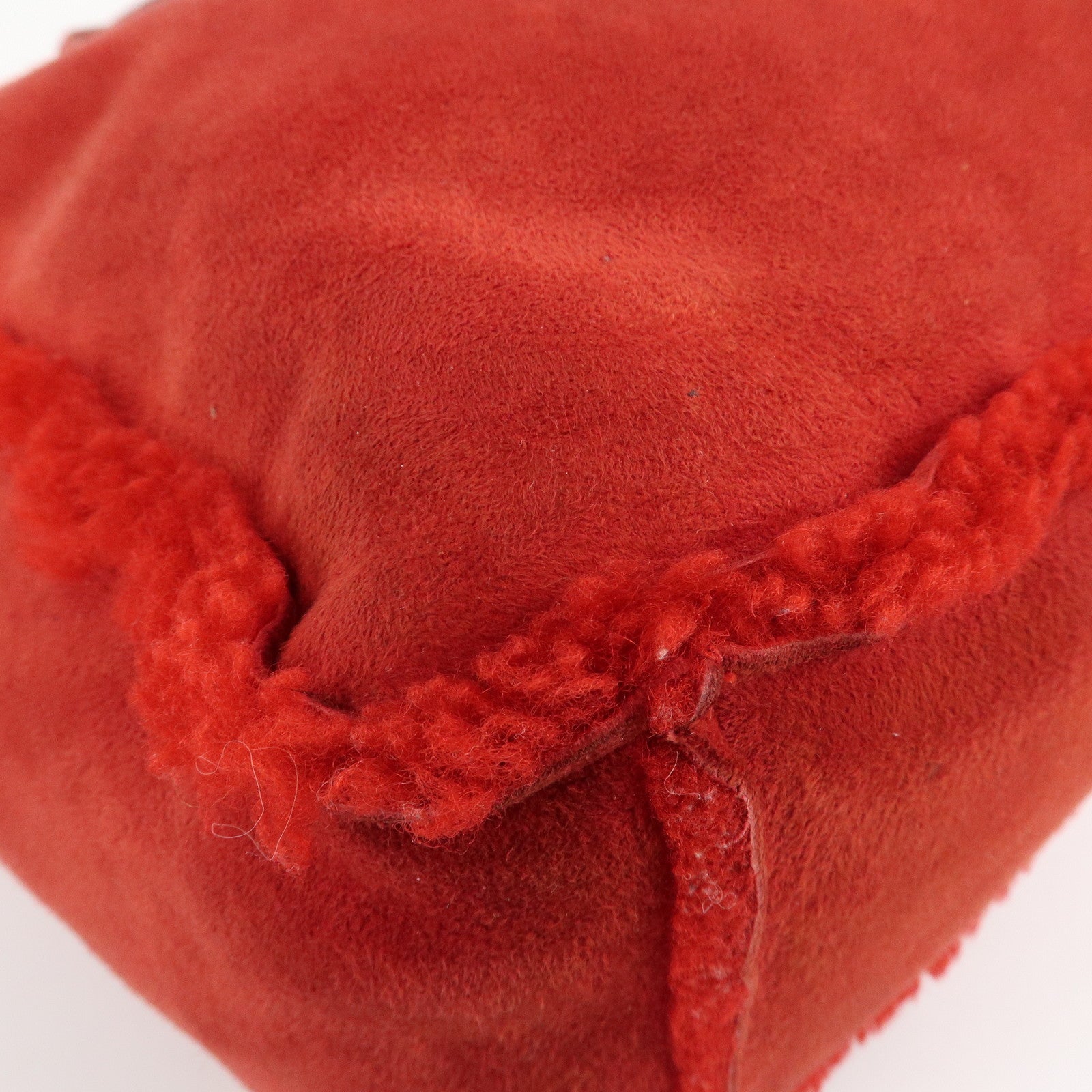 CHANEL Mouton Suede Tote Bag Hand Bag Shoulder Bag Red Used