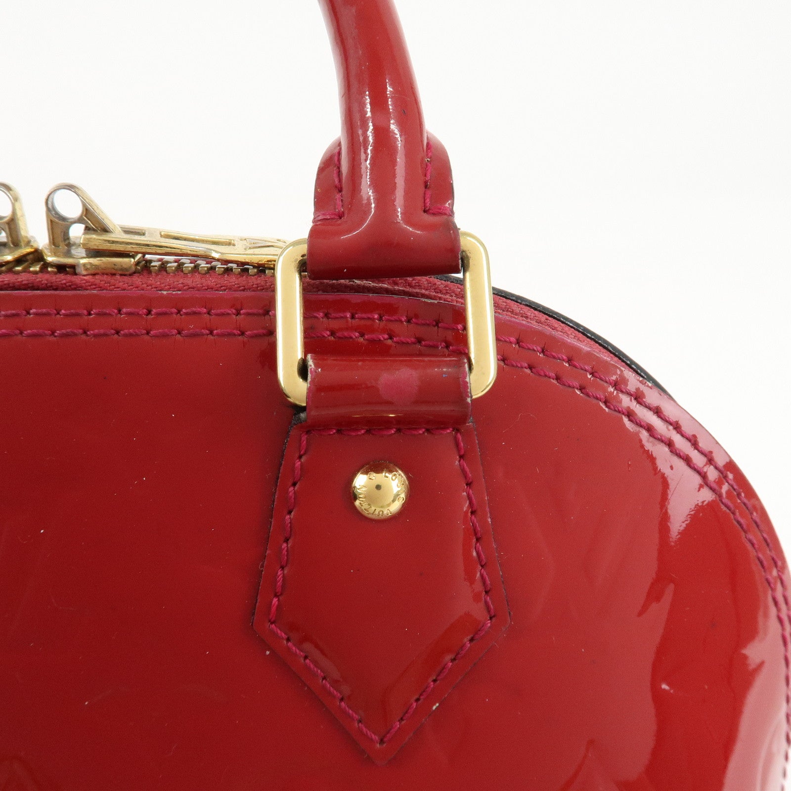 Louis Vuitton Monogram Vernis Alma BB 2Way Bag Red M91606 Used