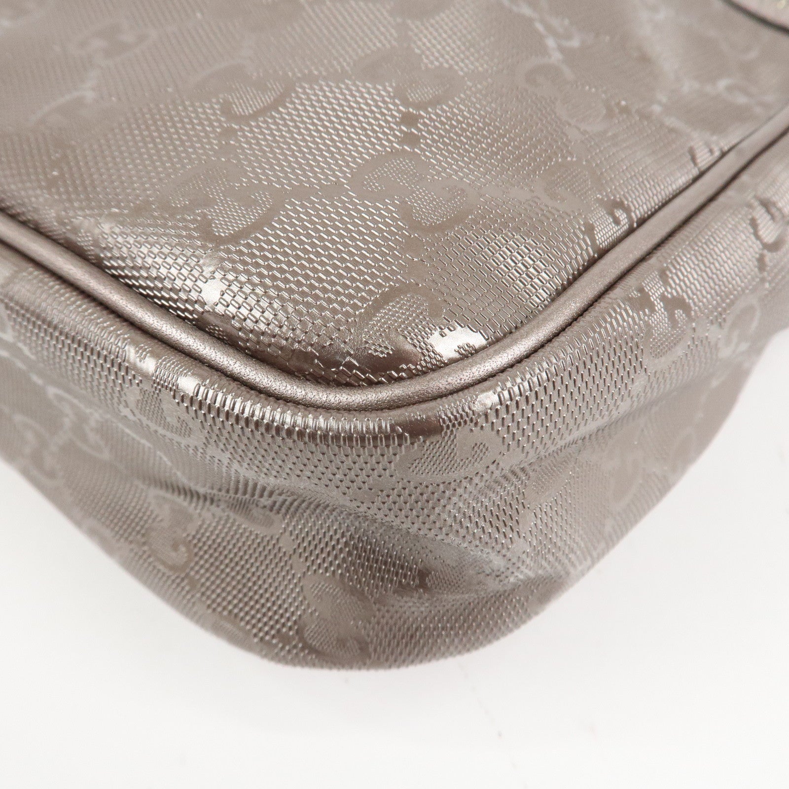 GUCCI GG Imprime PVC Leather Shoulder Bag Metallic Rose gold 233268 Used