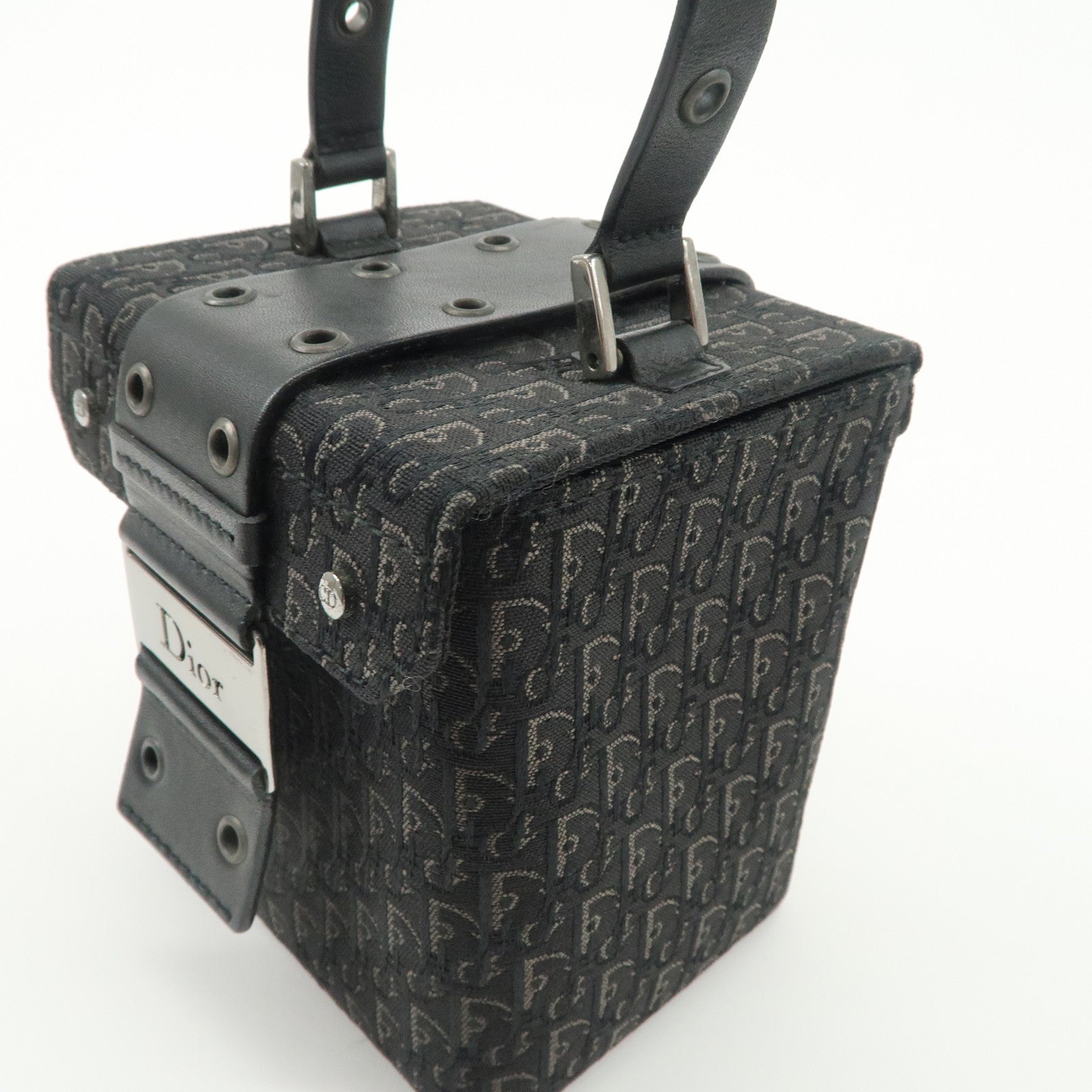 Christian Dior Street Chic Trotter Canvas Leather Vanity Bag Black Used