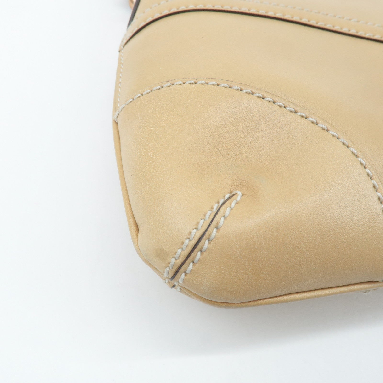 GUCCI Interlocking G Leather Shoulder Bag Beige 114877 Used