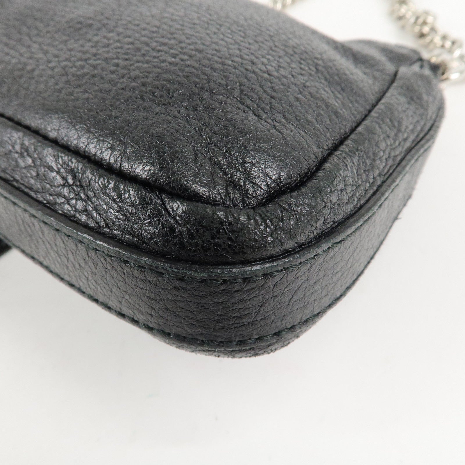 GUCCI Bamboo Leather Chain Shoulder Bag Black 235320 Used