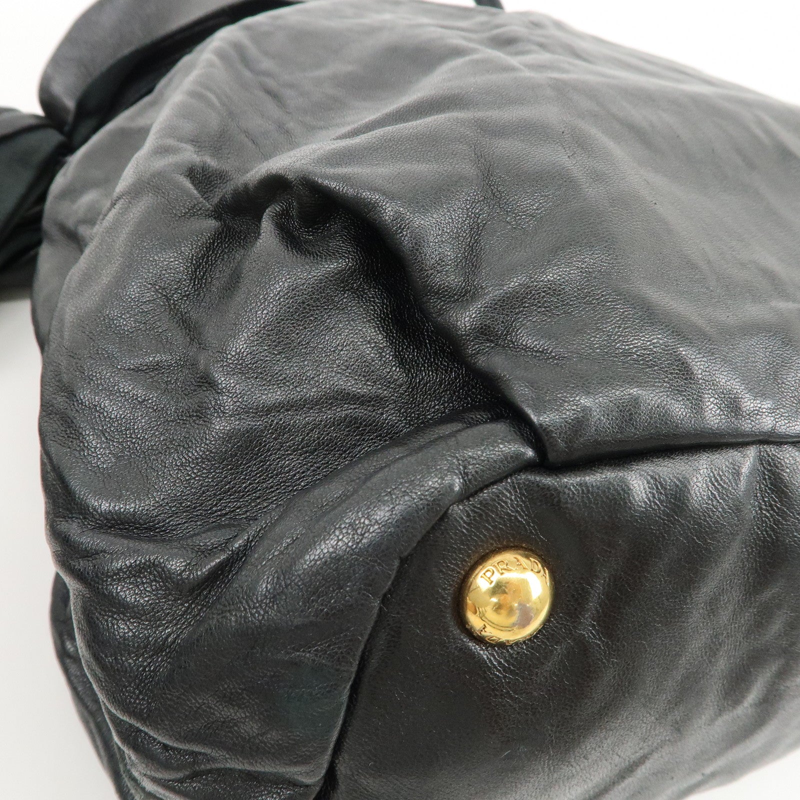 PRADA Leather Ribbon 2Way Bag Hand Bag Shoulder Bag BN1760 Used