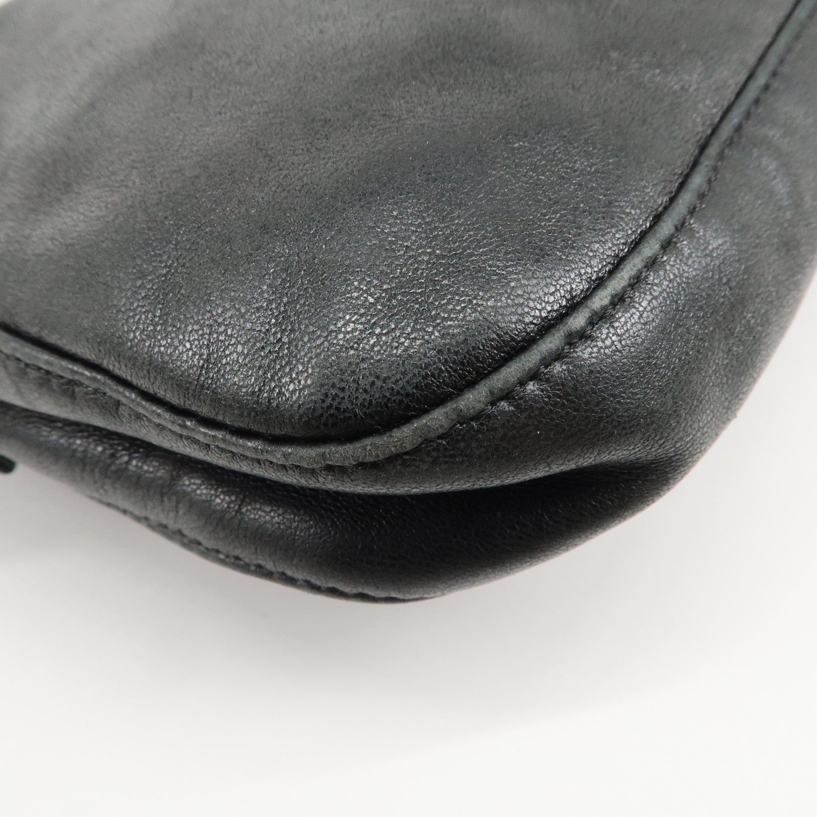 FENDI Mamma Baguette Leather Shoulder Bag Hand Bag Black 26424 Used