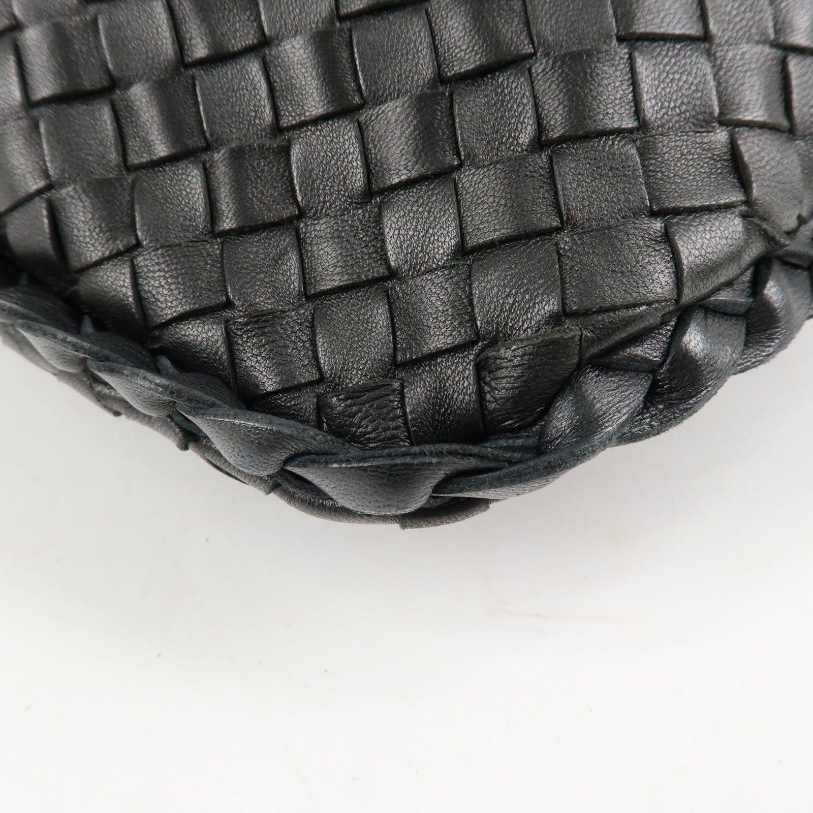 BOTTEGA VENETA Hobo Intrecciato Leather Shoulder Bag Black 115653 Used