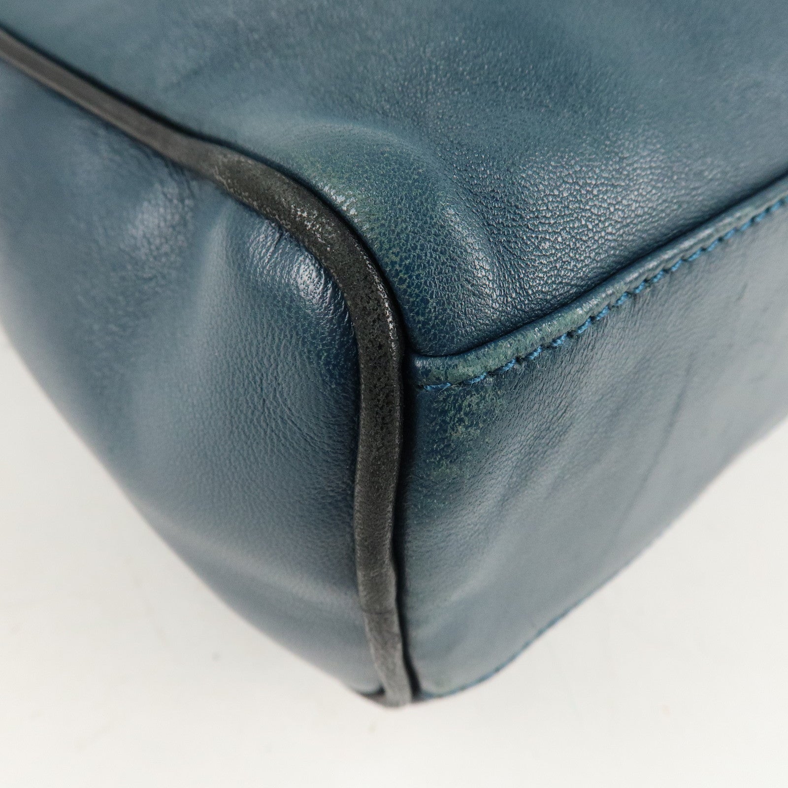 LOEWE Anagram Leather Shoulder Bag Blue Used