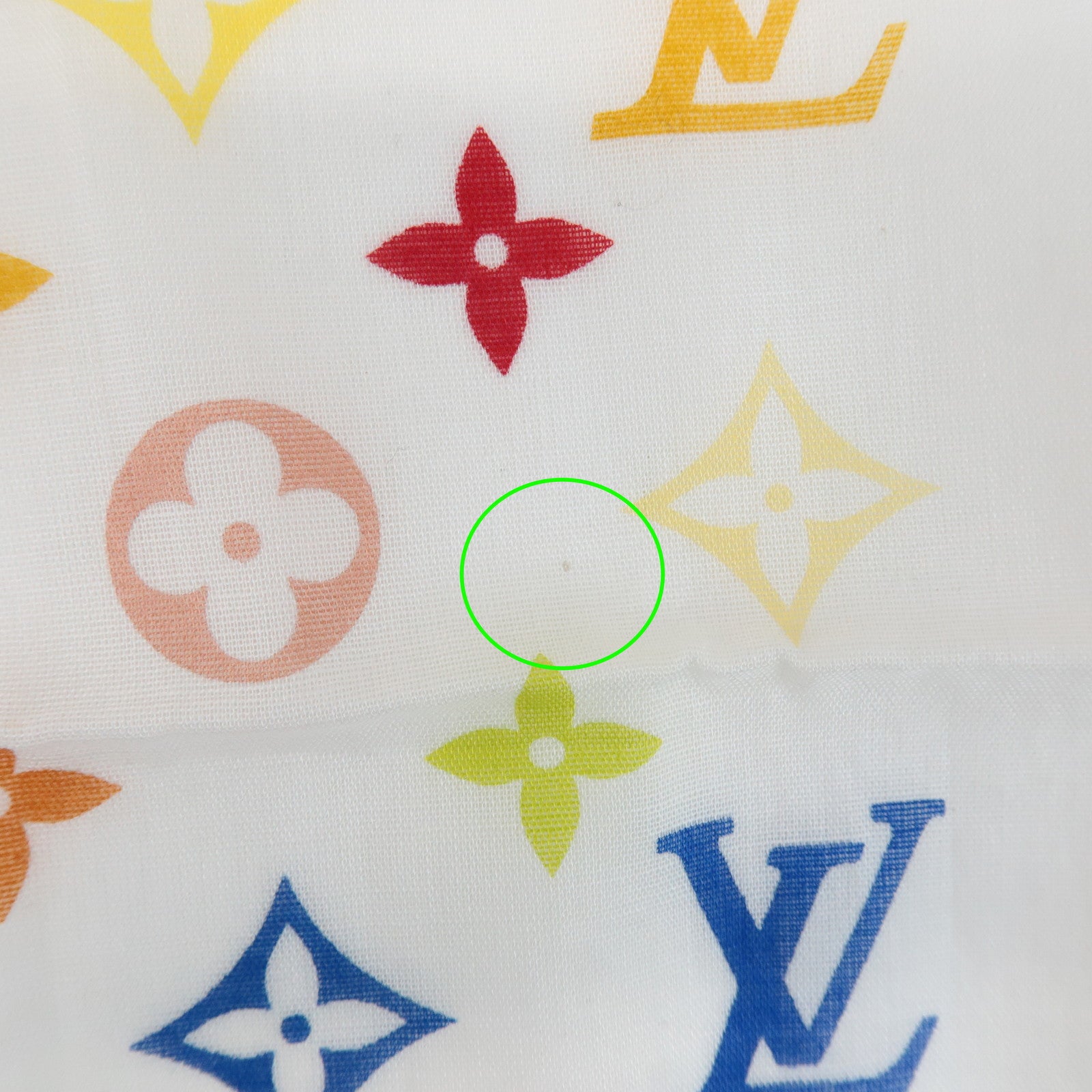 Louis Vuitton Monogram Multicolor Cotton Scarf Blanc M71911 Used