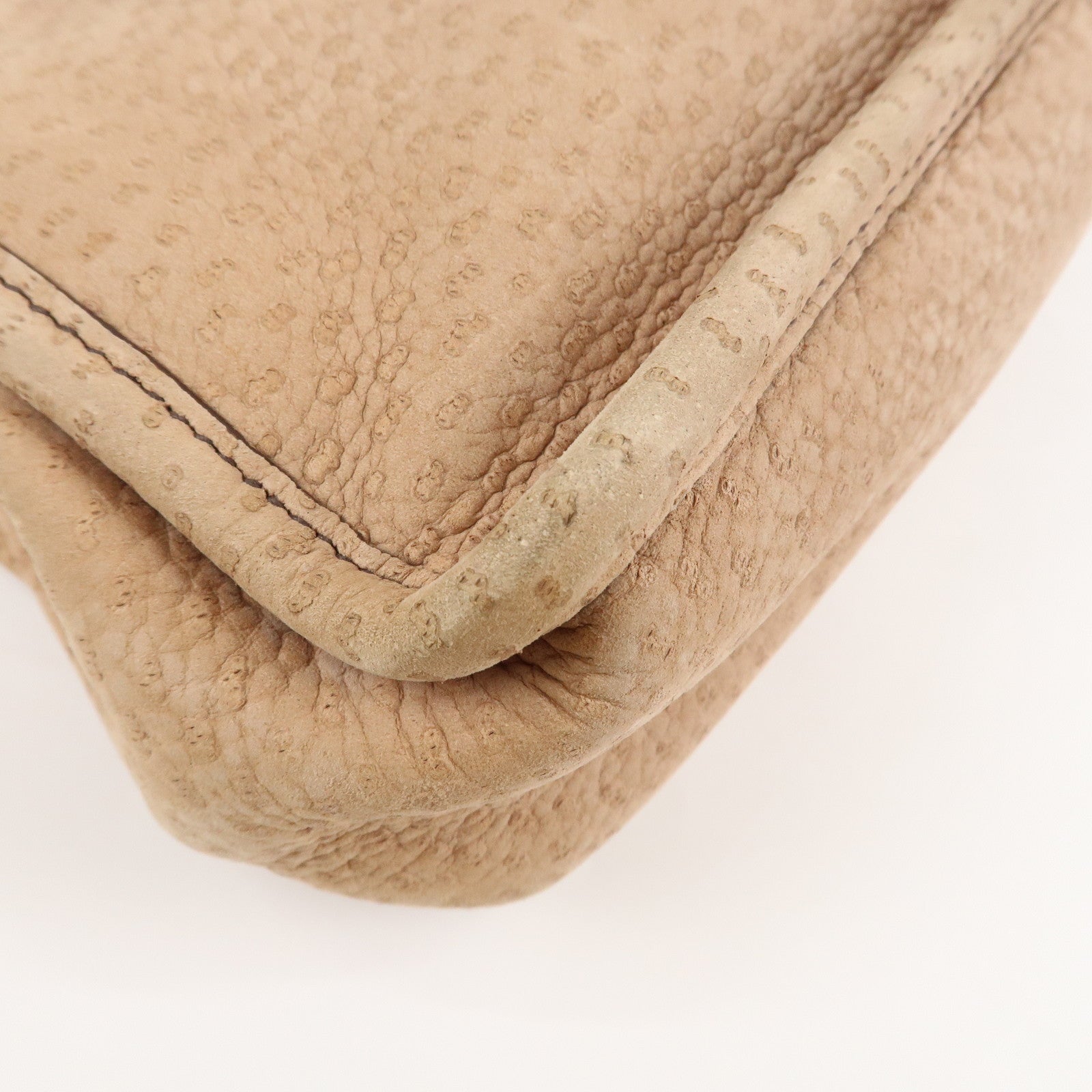 PRADA Logo Suede Clasp Tote Bag Hand Bag Beige BR1935 F/S Used