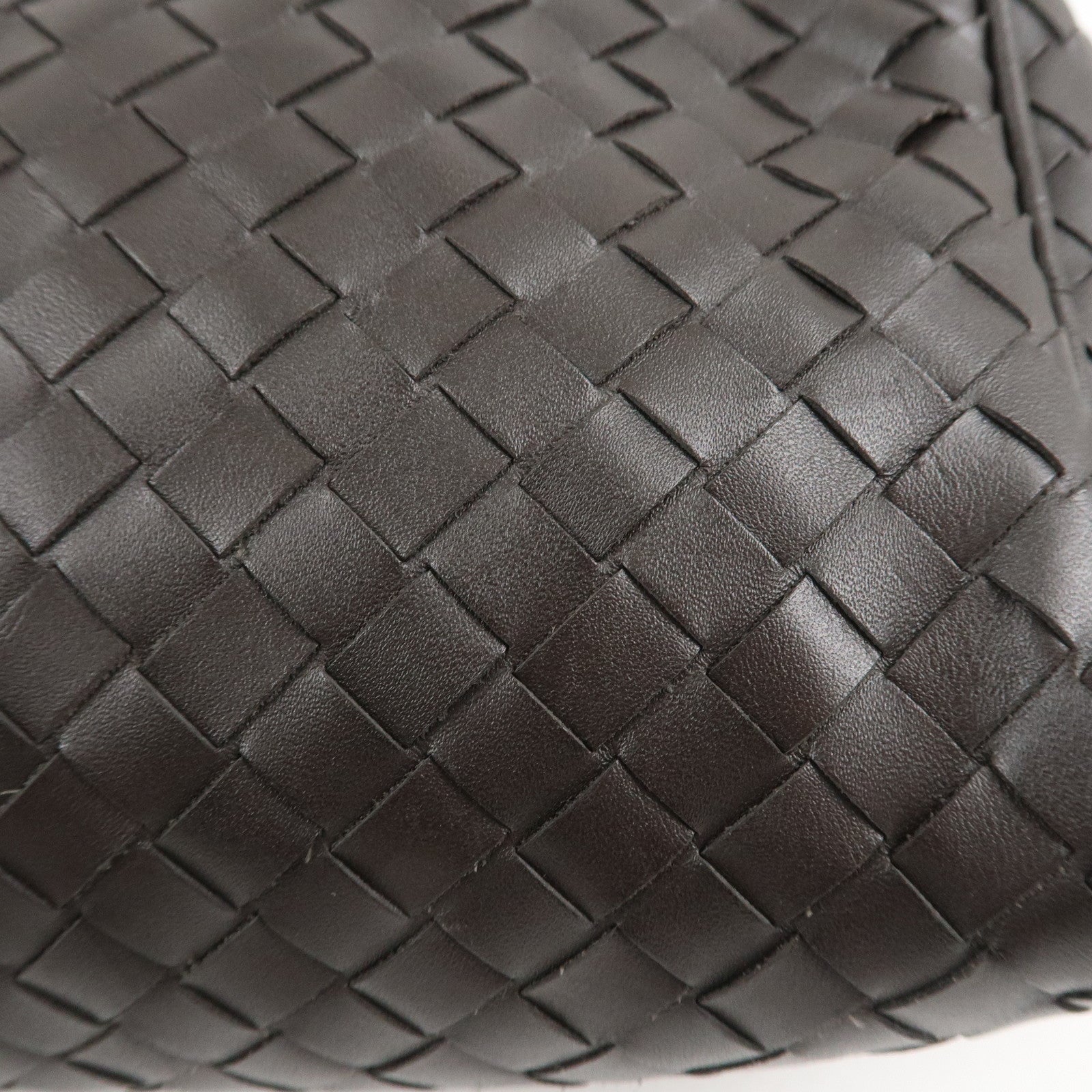 BOTTEGA VENETA Intrecciato Leather Second Bag Dark Brown Used